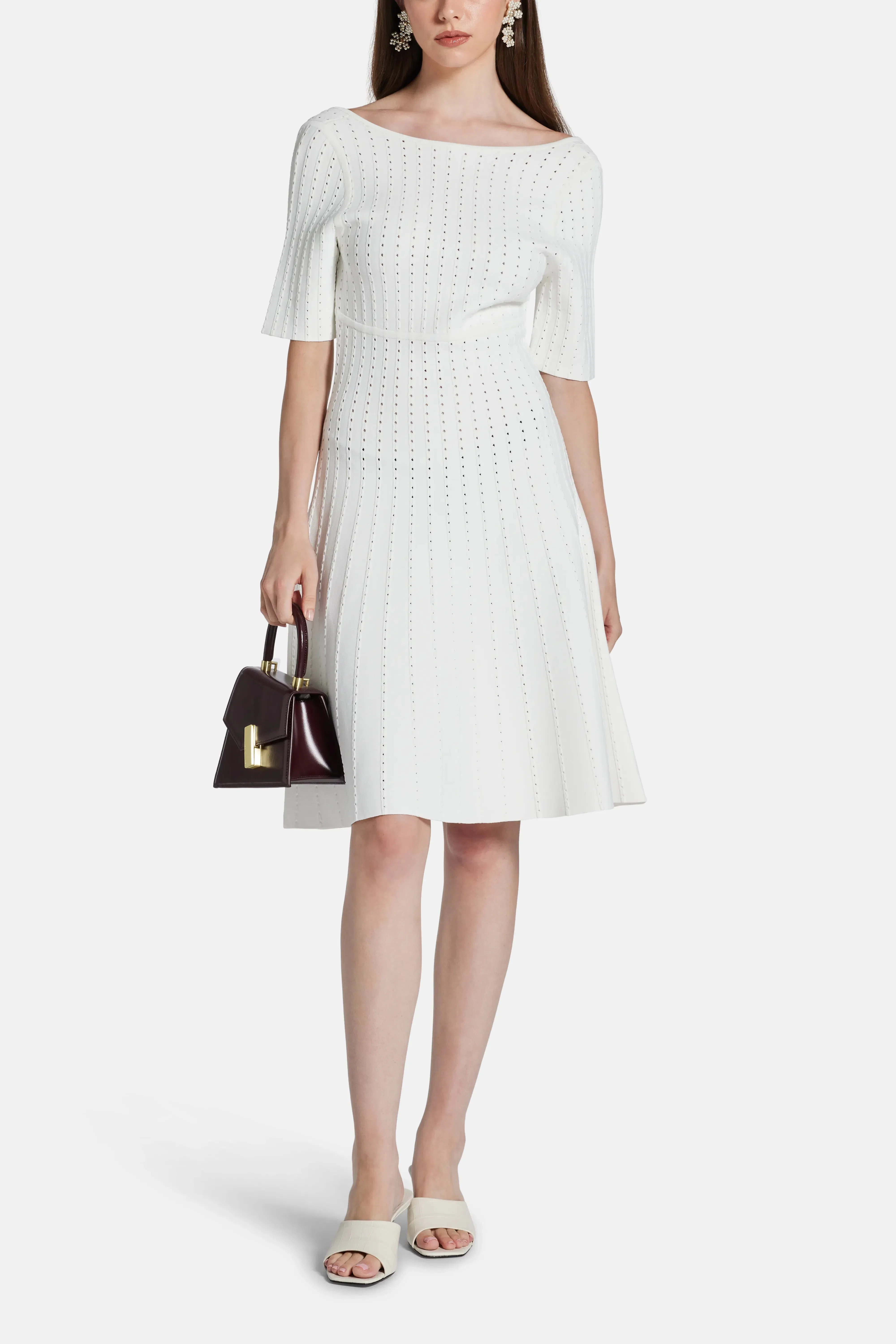 Hervé Léger Donna Bandage Knit Midi Dress in White