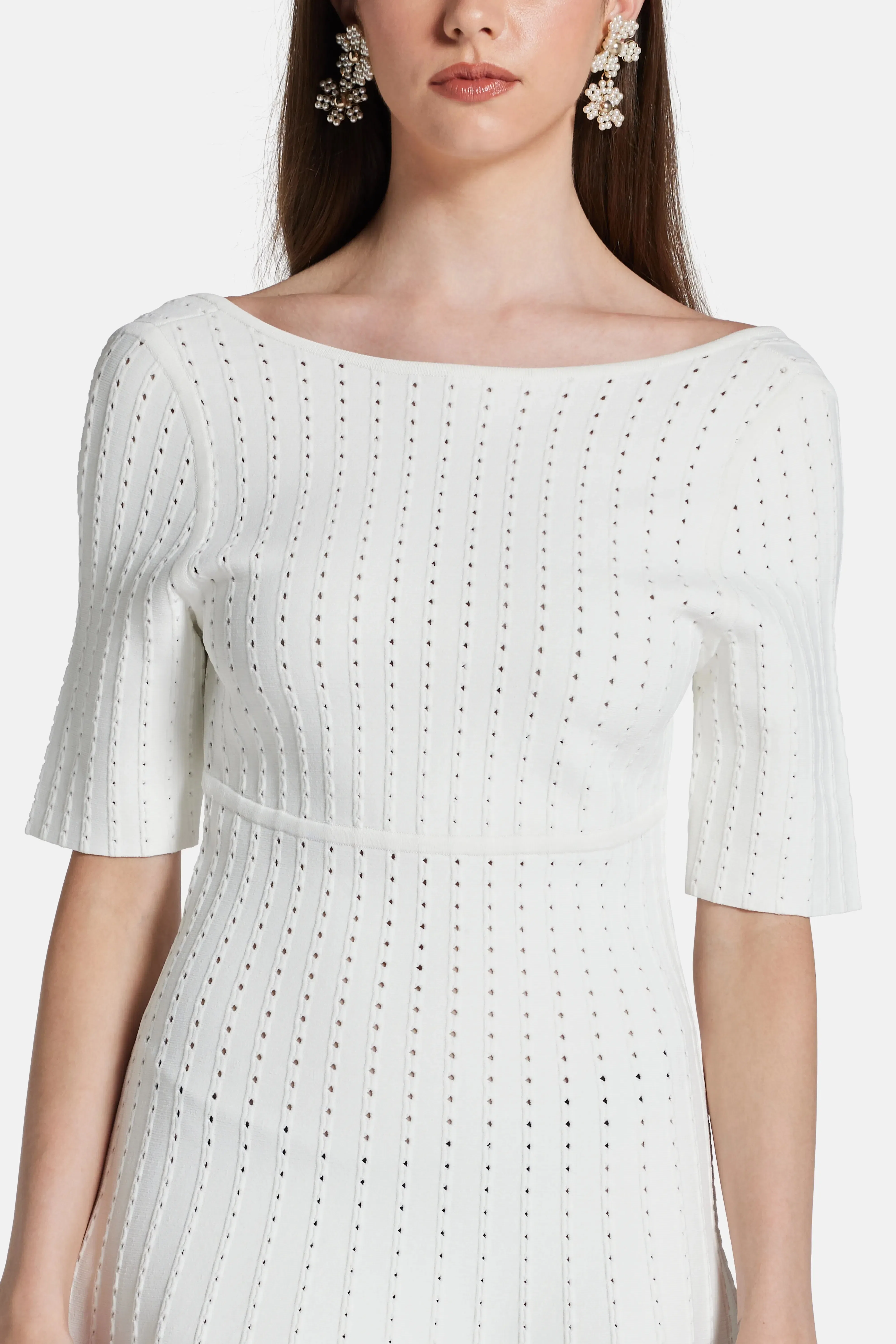 Hervé Léger Donna Bandage Knit Midi Dress in White