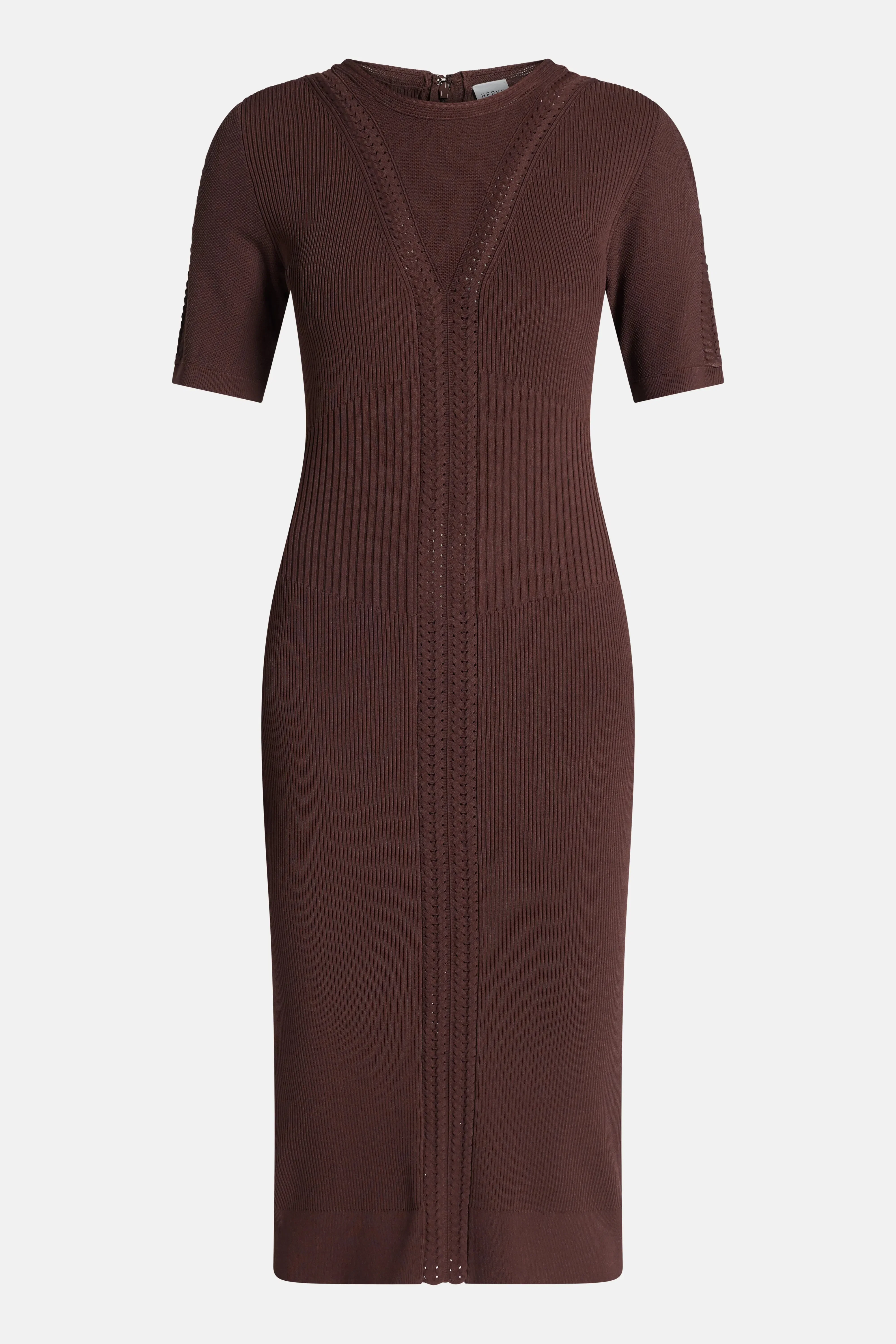 Hervé Léger Alina Bandage Knit Midi Dress in Brown