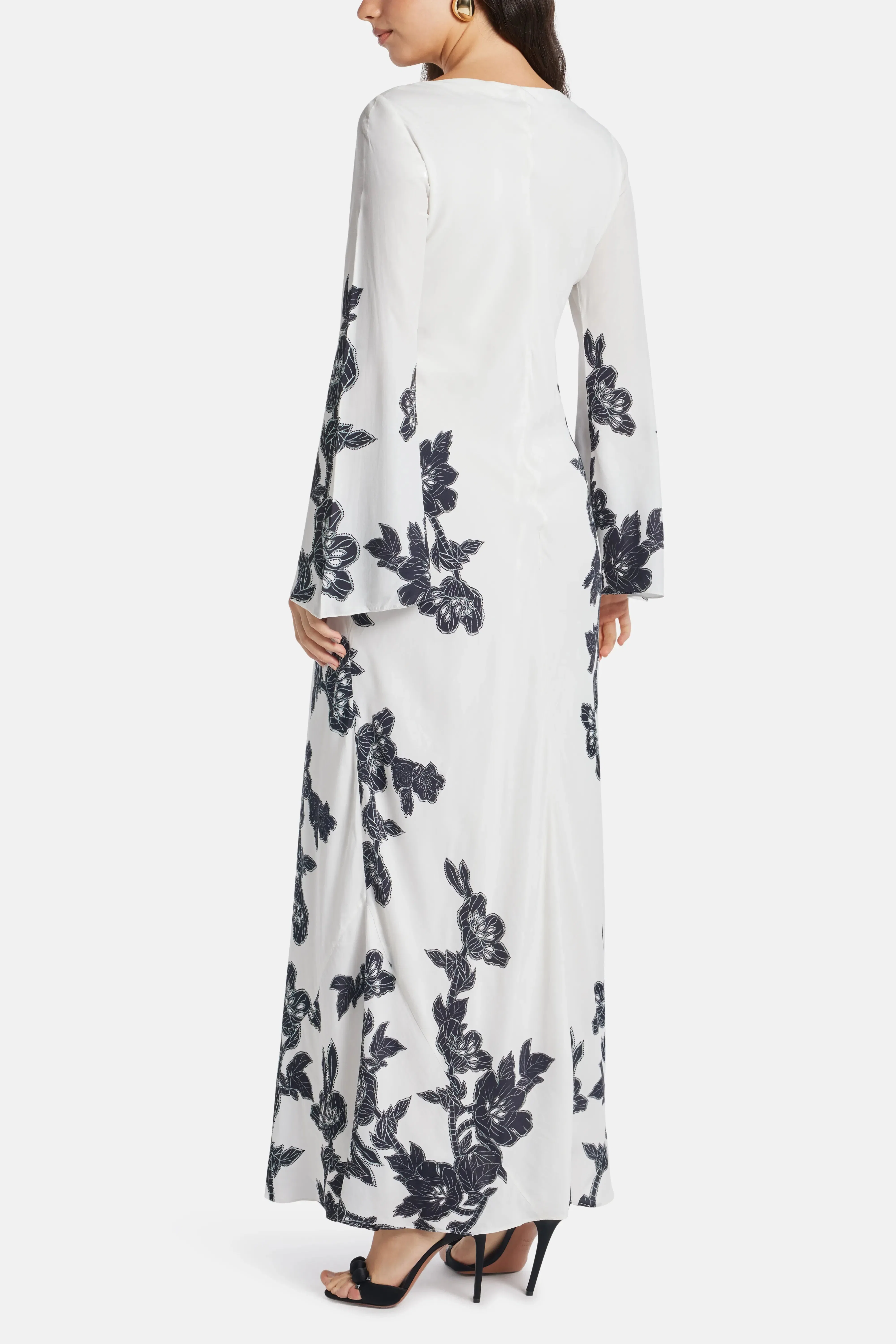 Hemant And Nandita Aahi Floral Linen Maxi Dress in White