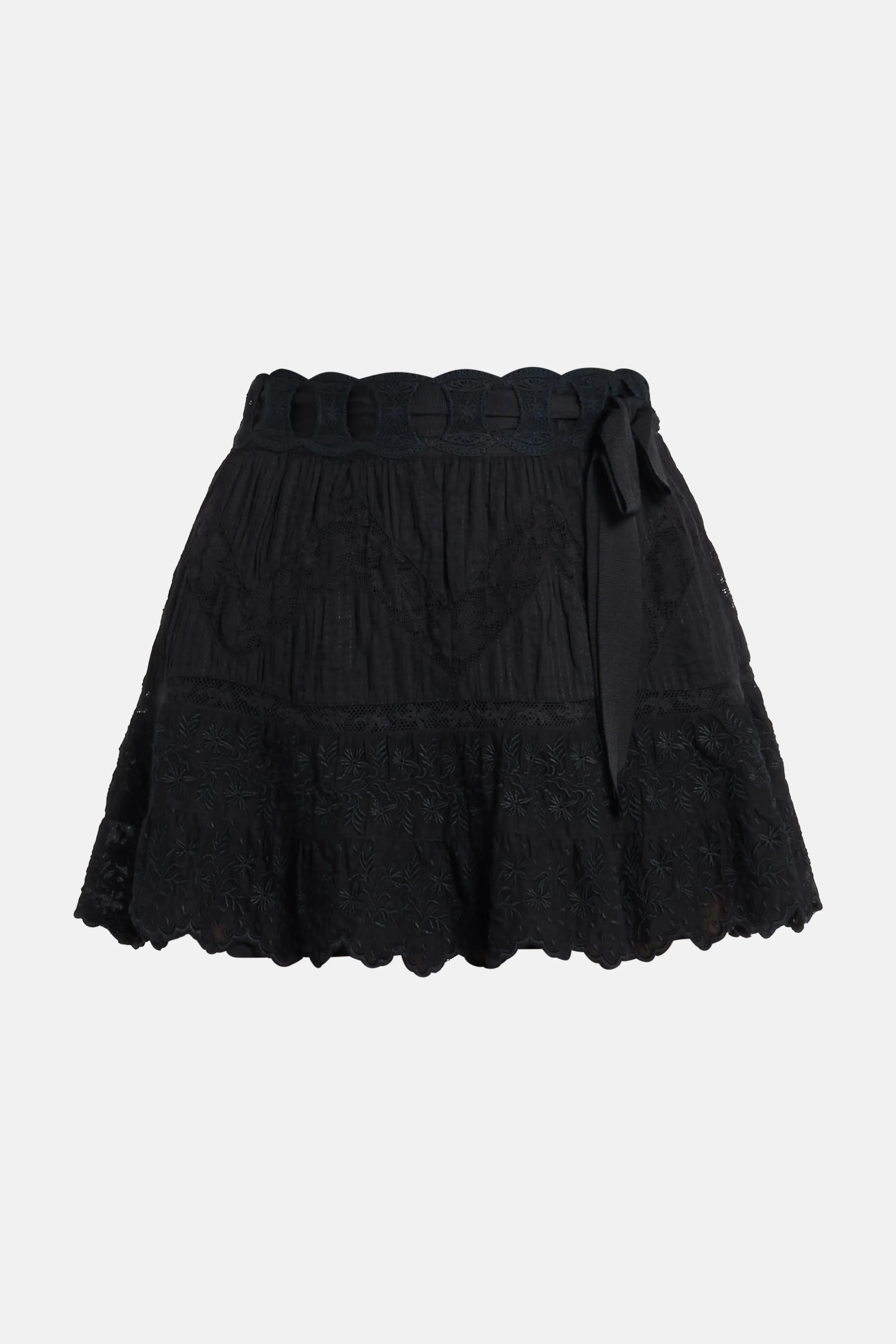 LoveShackFancy Nerina Cotton Mini Skirt in Black