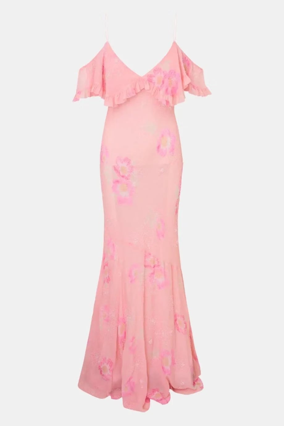 LoveShackFancy Librae Sleeveless Ruffles Maxi Dress in Pink