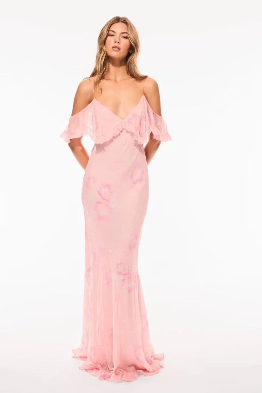 LoveShackFancy Librae Sleeveless Ruffles Maxi Dress in Pink