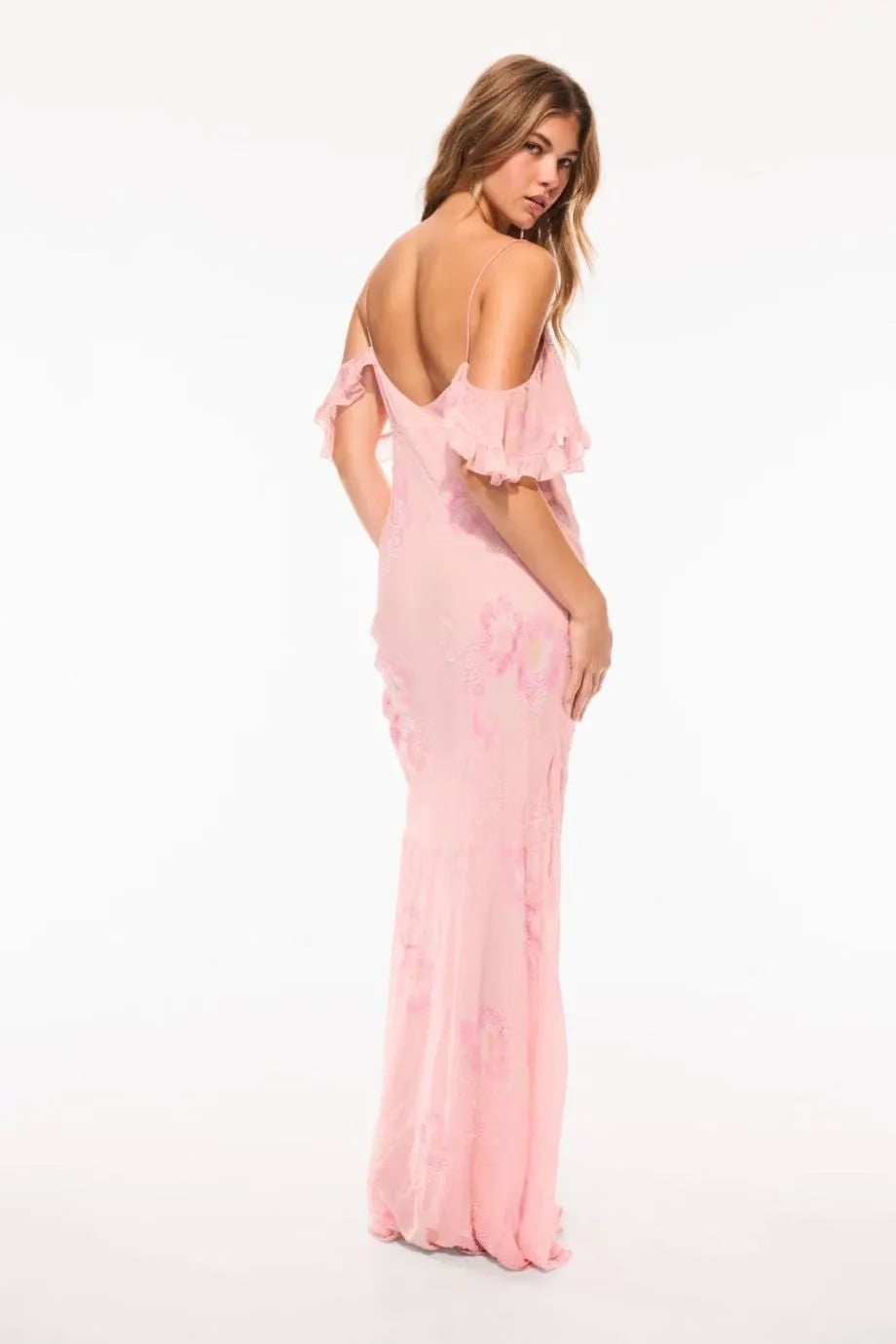 LoveShackFancy Librae Sleeveless Ruffles Maxi Dress in Pink