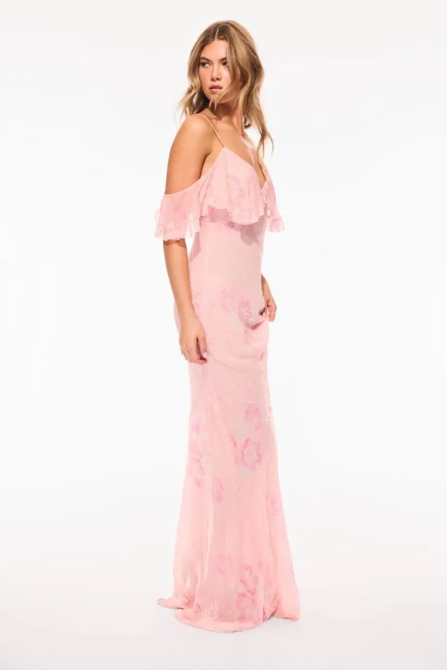 LoveShackFancy Librae Sleeveless Ruffles Maxi Dress in Pink