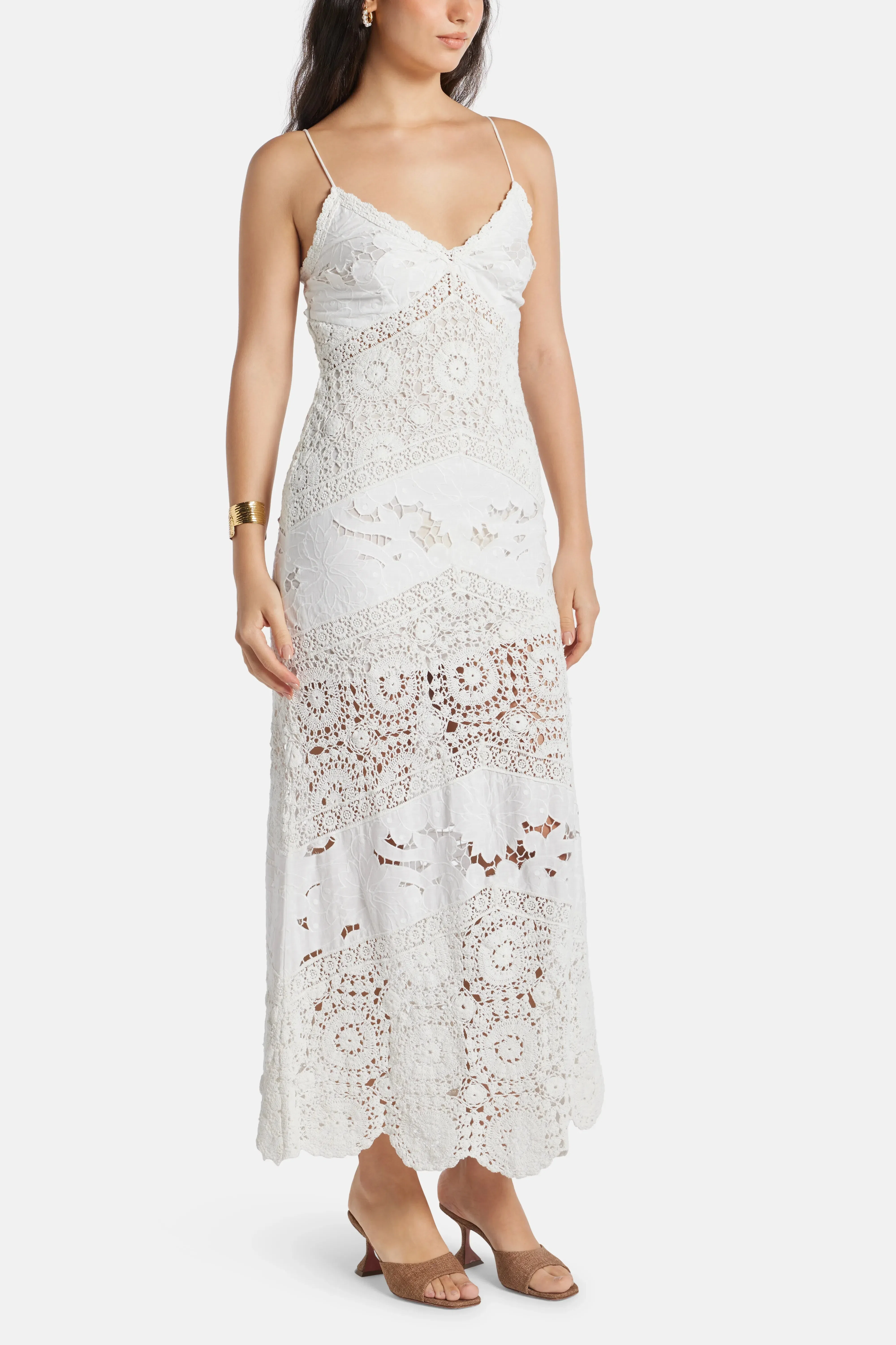 LoveShackFancy Revoires Sleeveless Cotton Maxi Dress in White