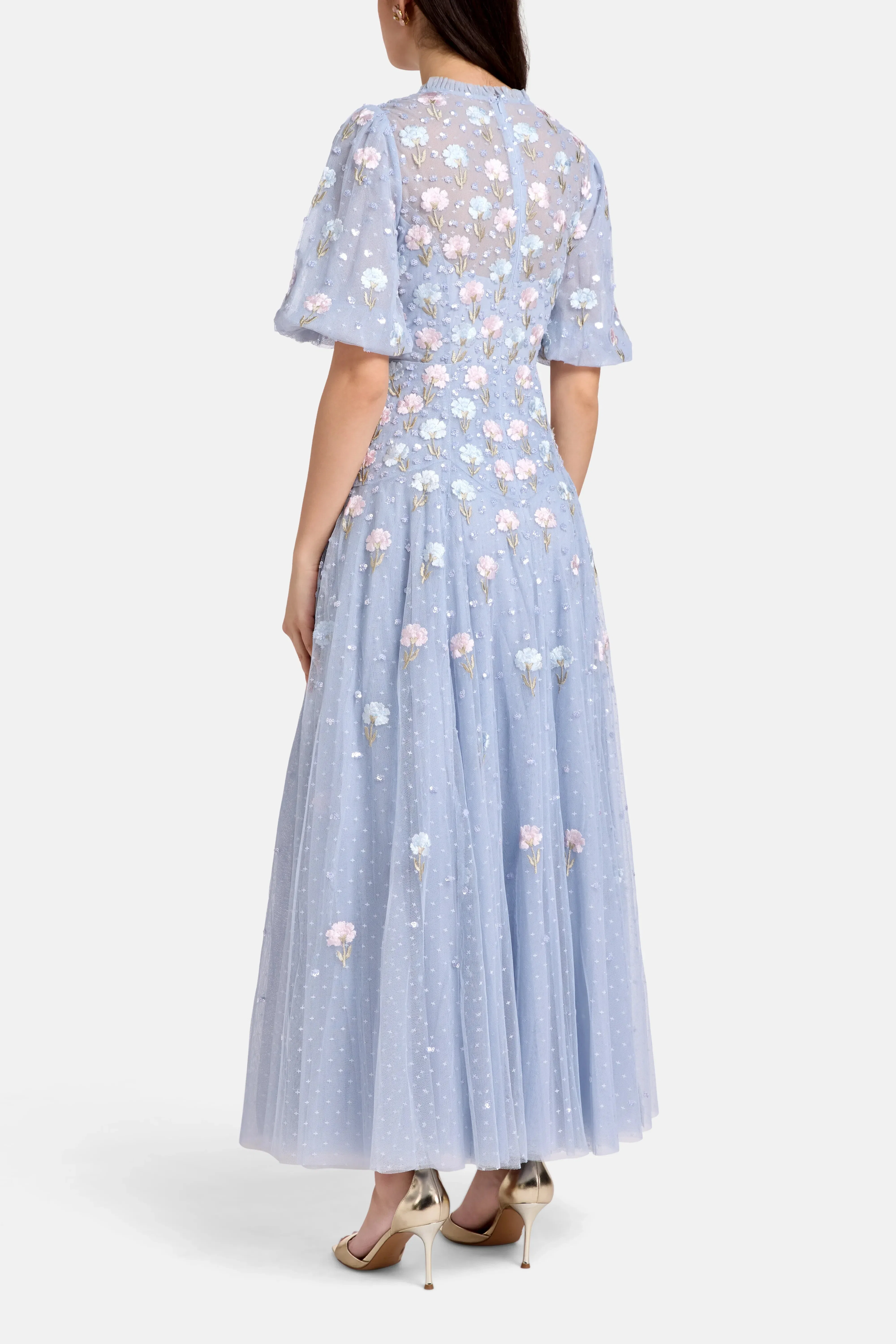 Needle & Thread Dandelion Ditsy Floral Evening Dress in Blue