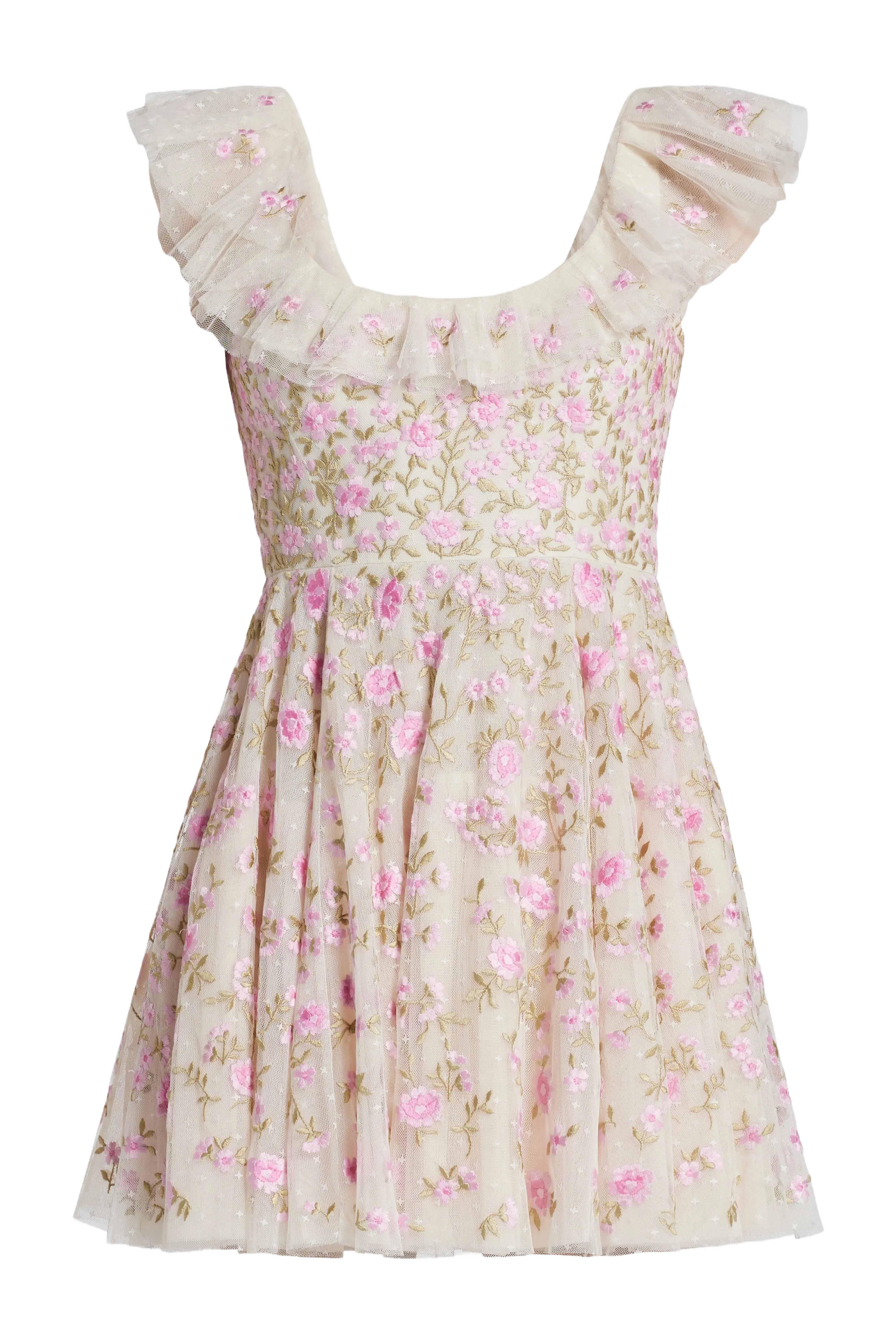 Needle & Thread Lea Ditsy Floral Mini Dress in Pink