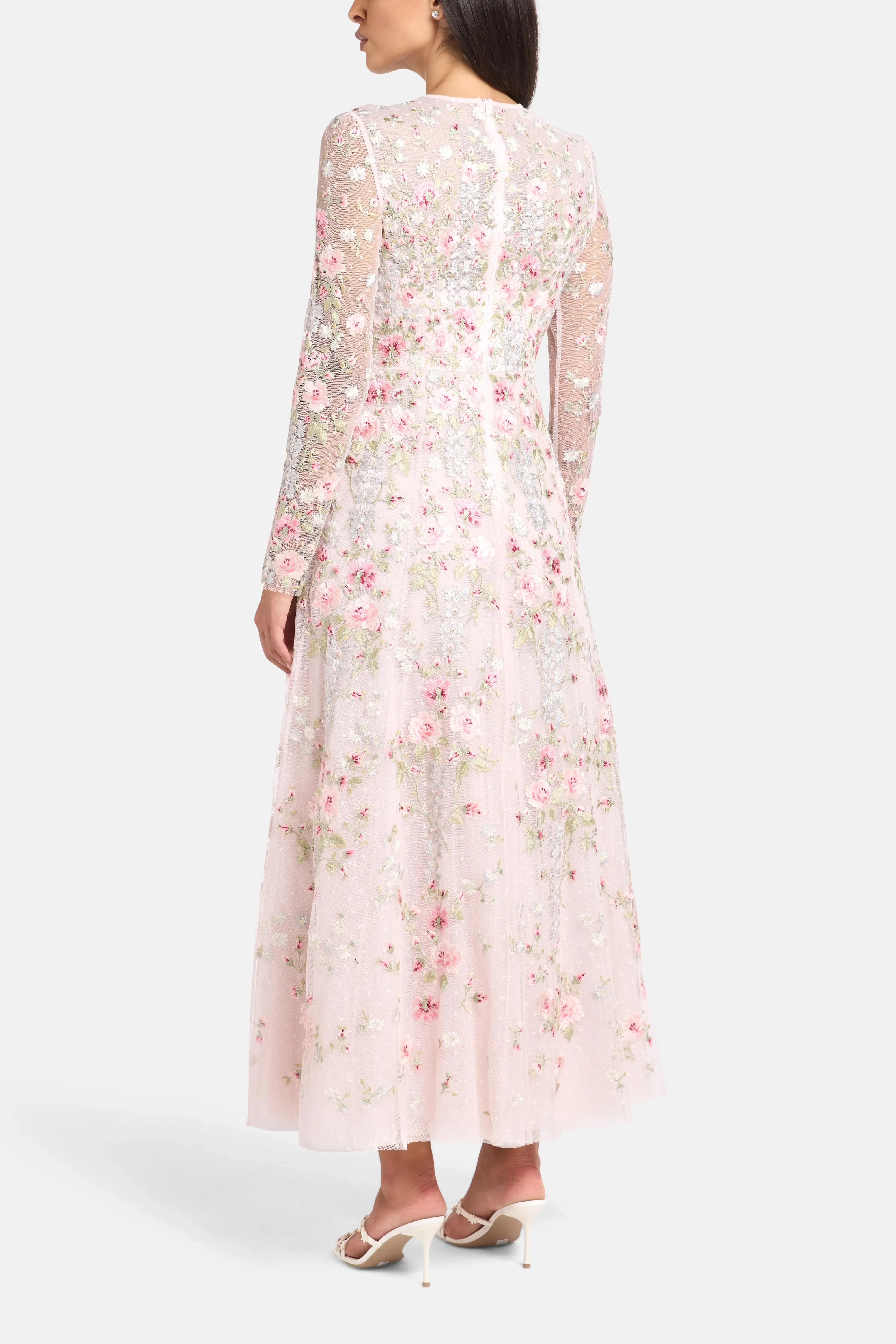 Needle & Thread Garden Rose Floral Evening Dress in Pink