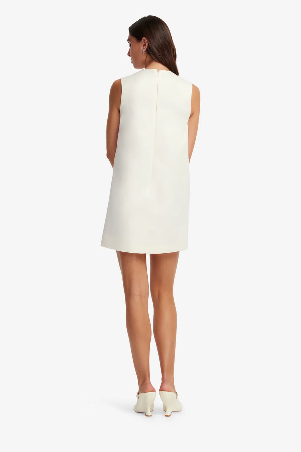 Leo Lin Yvonne Floral Applique Sleeveless Mini Dress in White