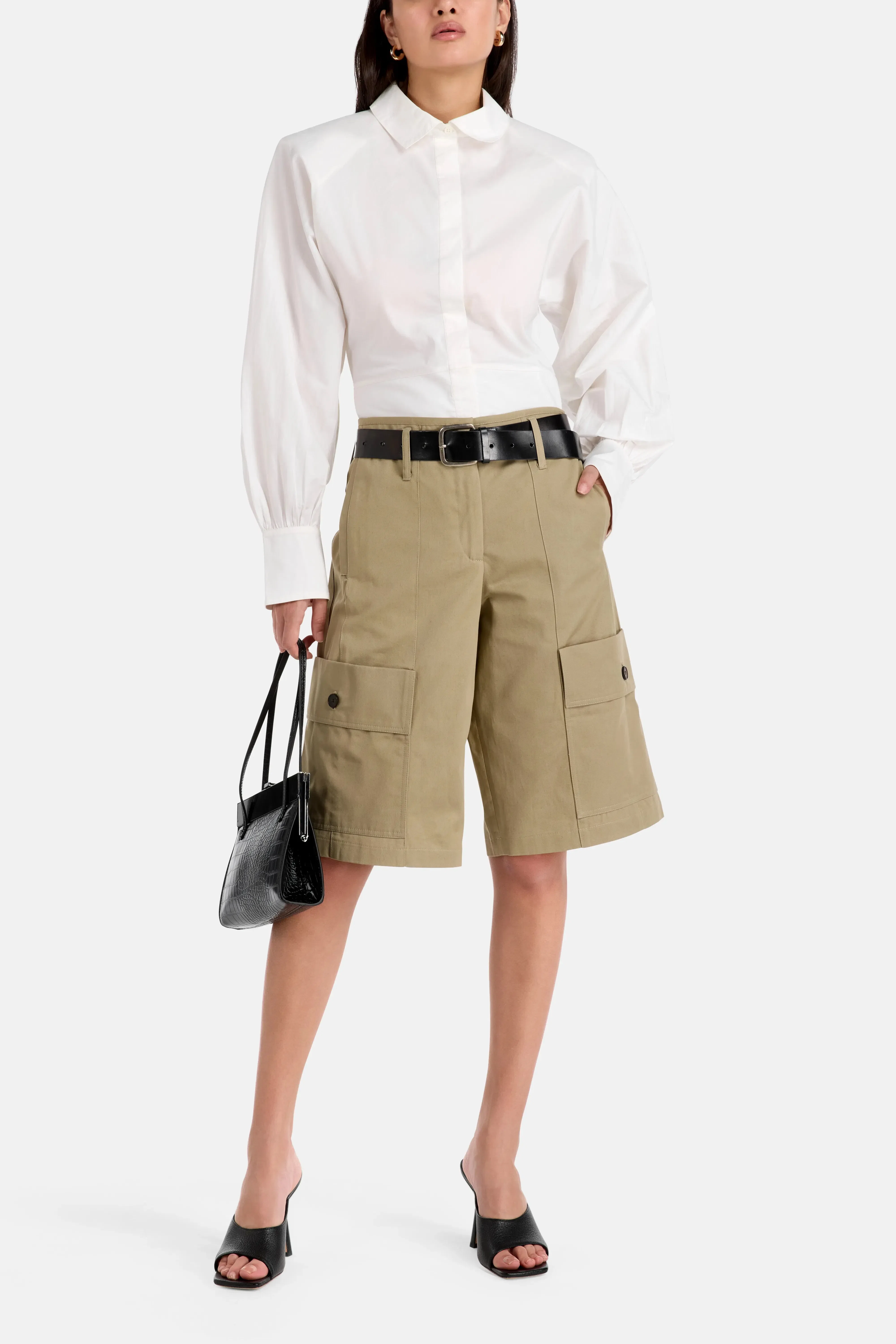 IRO Izyra Cotton Cargo Shorts in Beige