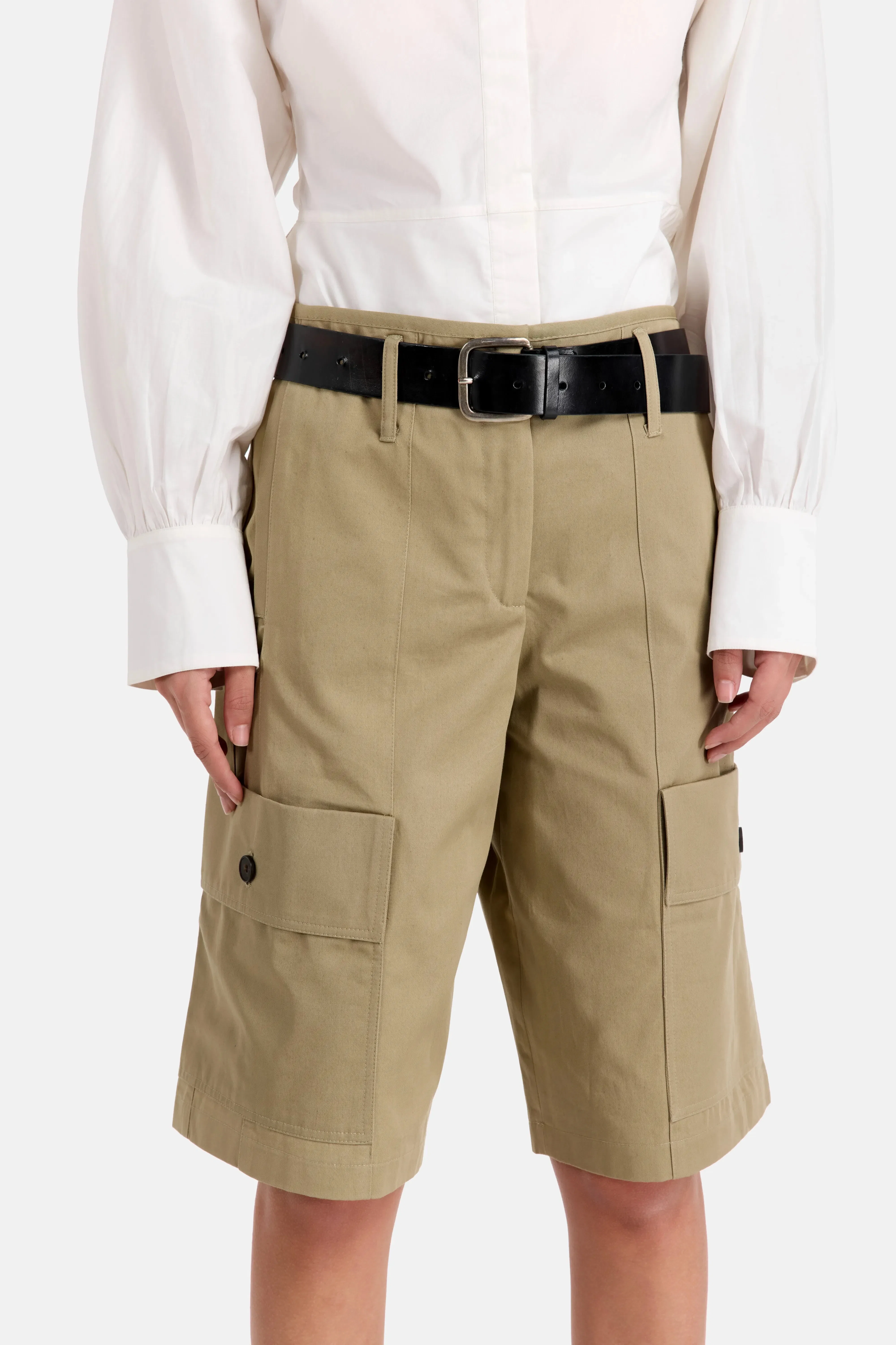 IRO Izyra Cotton Cargo Shorts in Beige
