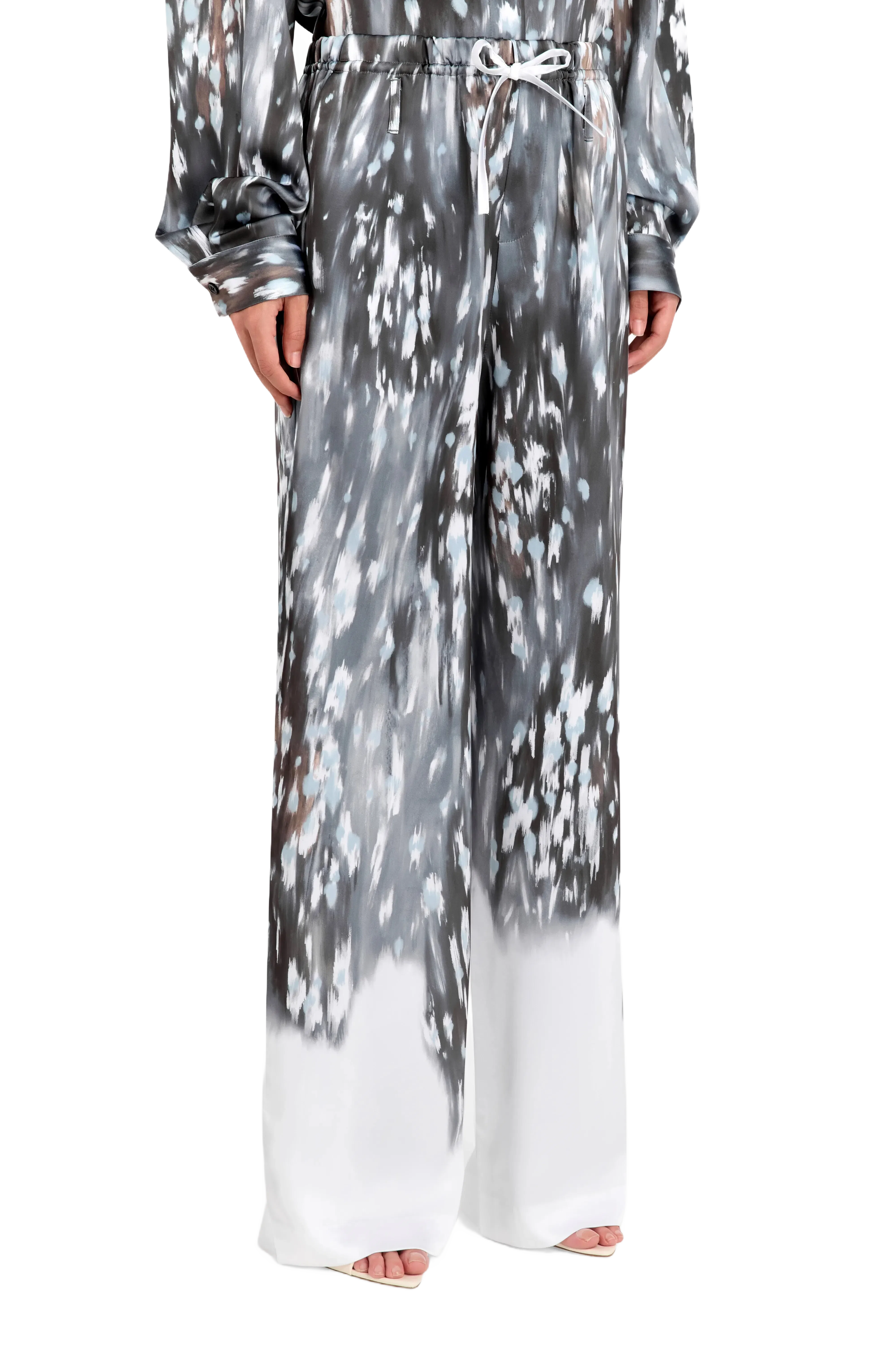 IRO Veolina Patterned Wide Legged Trousers in Grey
