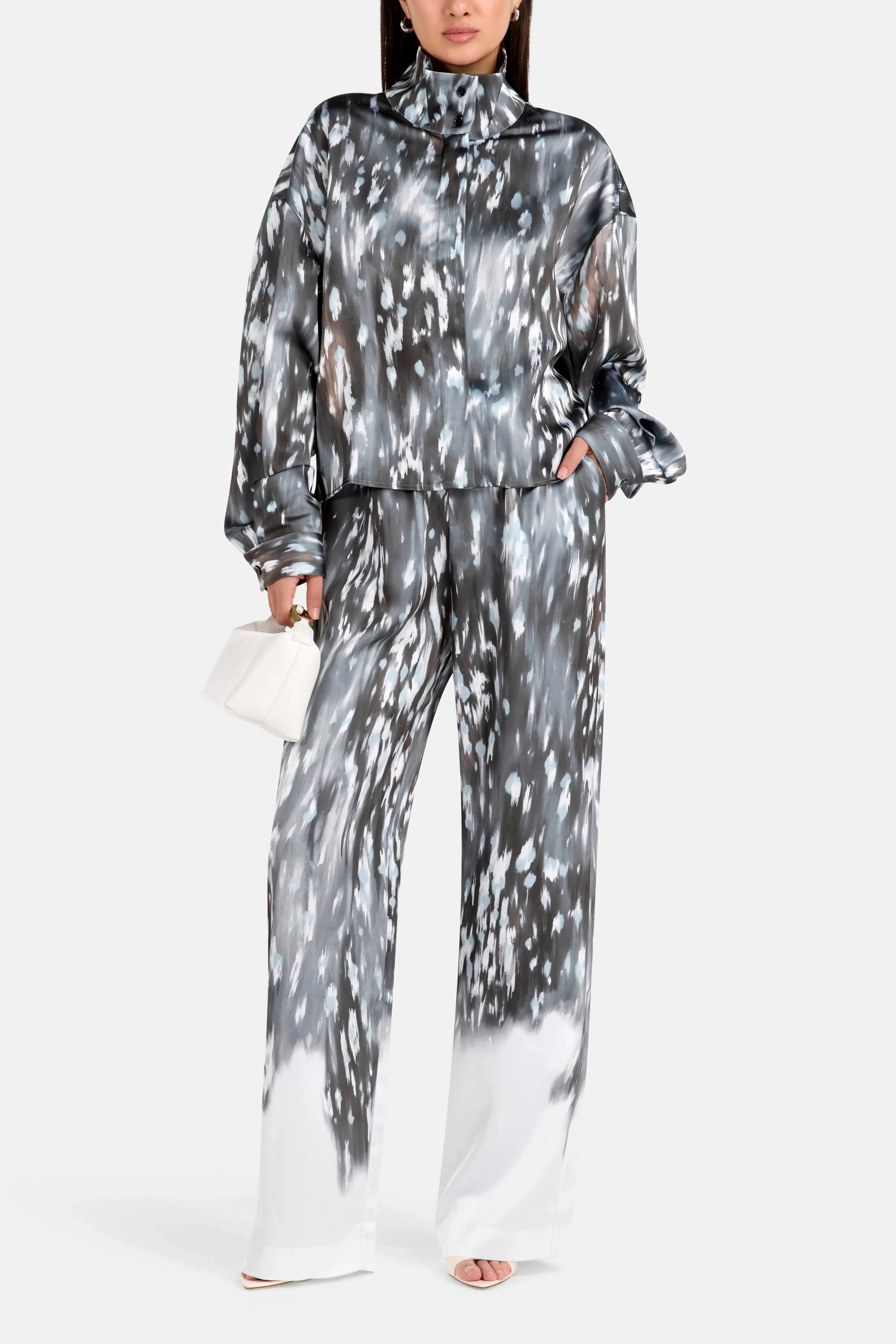 IRO Veolina Patterned Wide Legged Trousers in Grey