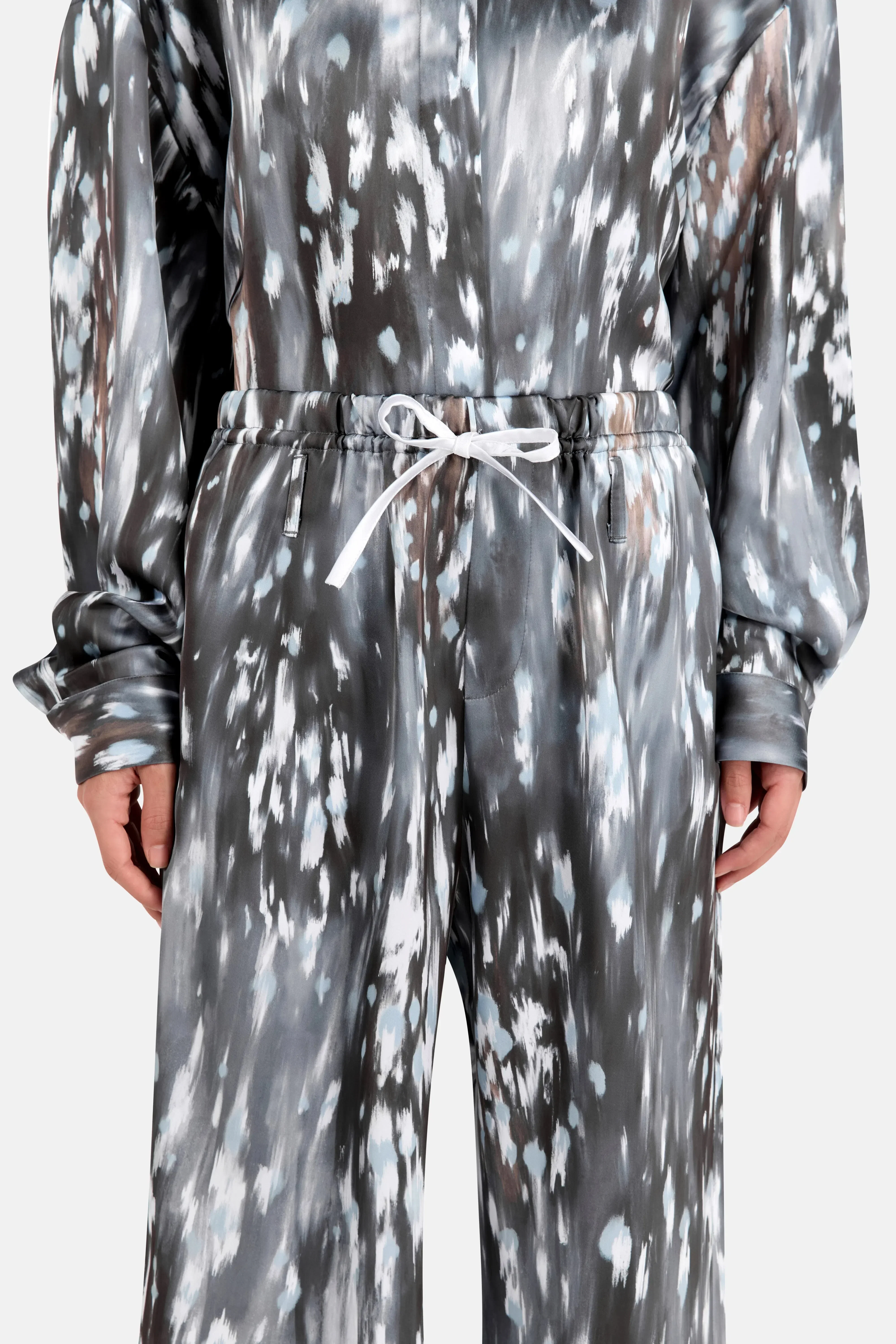 IRO Veolina Patterned Wide Legged Trousers in Grey