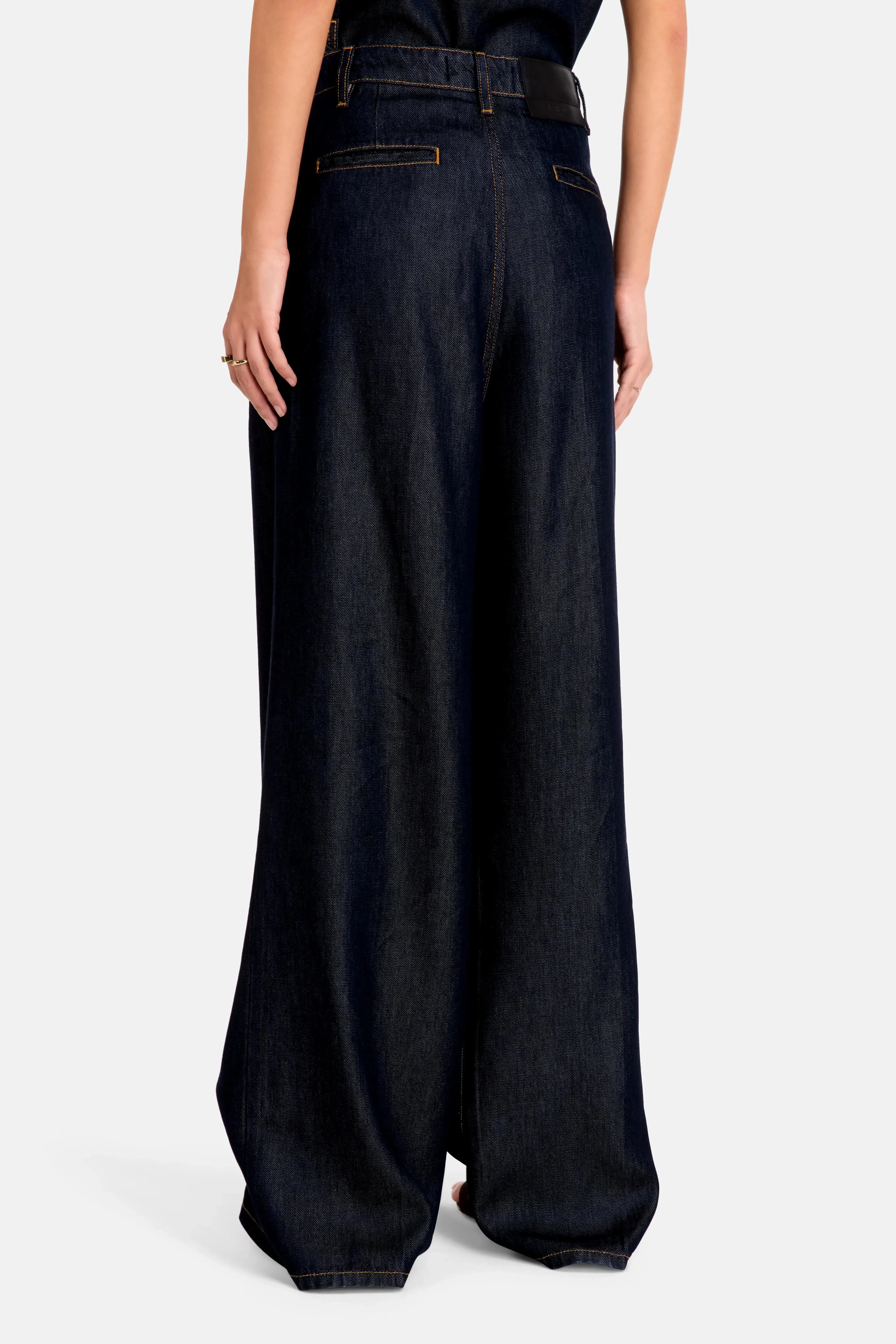 IRO Remy Denim Wide Legged High Waisted Trousers in Blue