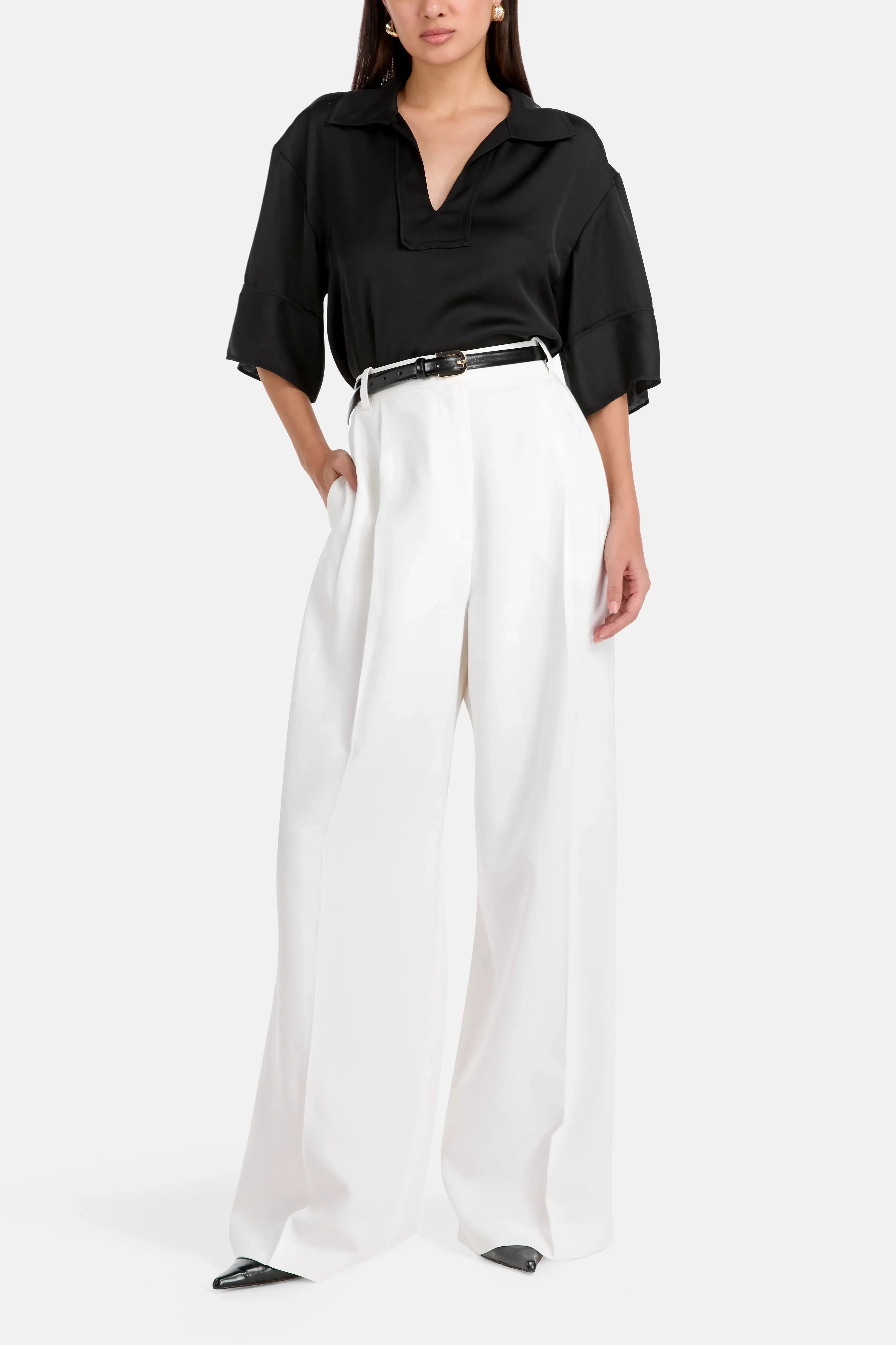 IRO Helis Wide Legged High Waisted Trousers in White