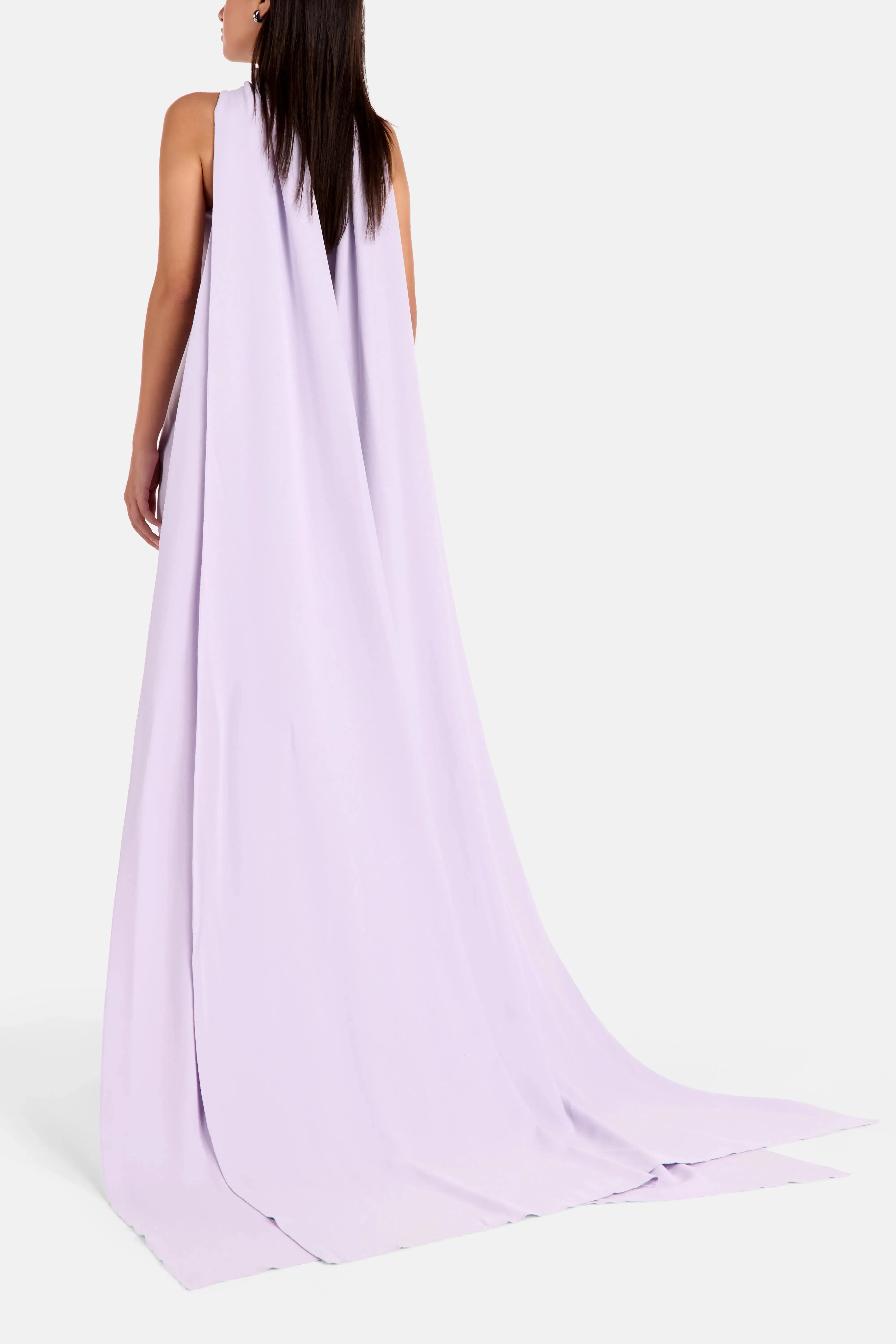 Solace London Martine Midaxi Strapless Evening Dress with Scarf in Purple
