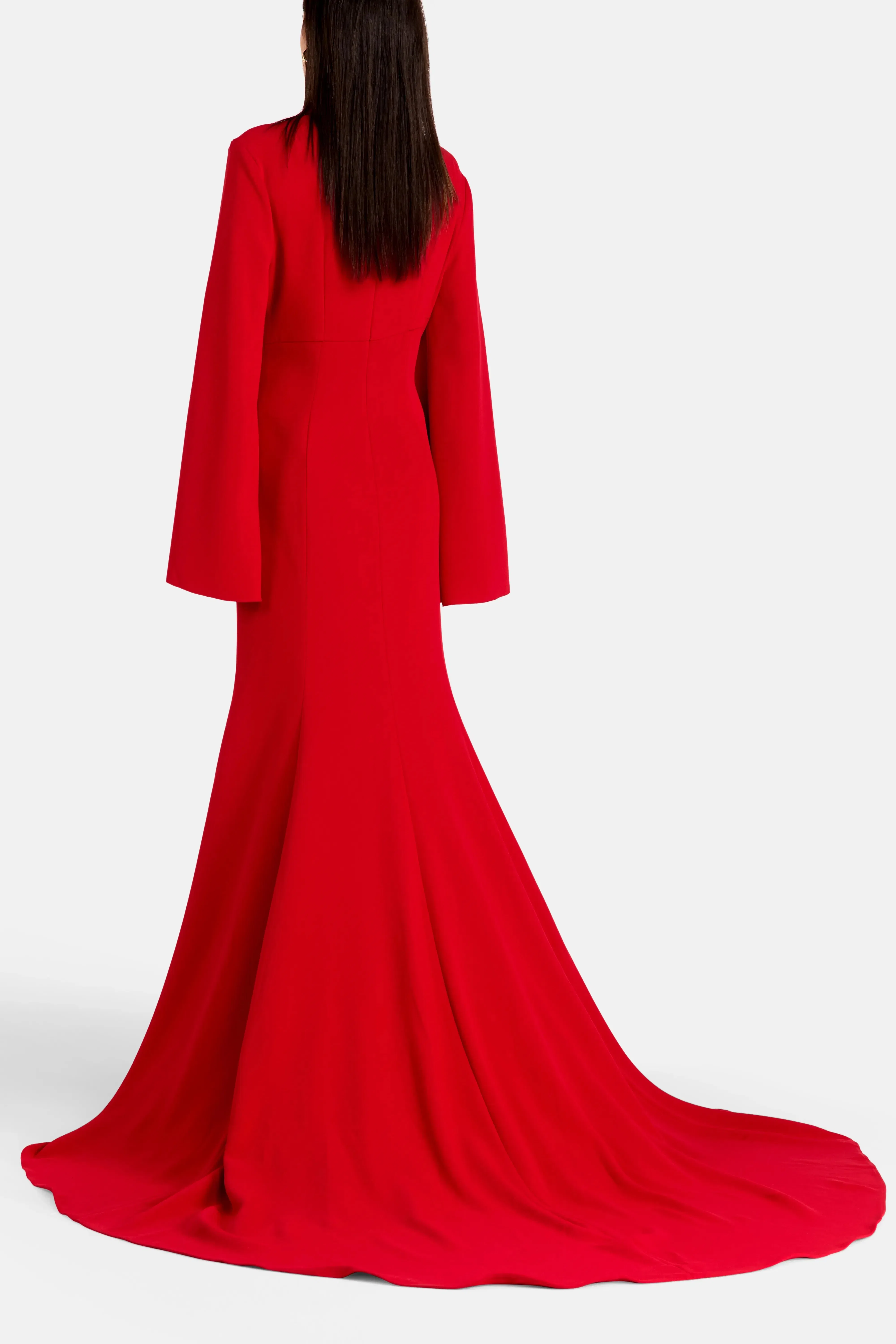 Solace London Swinton Long Sleeves Evening Gown in Red