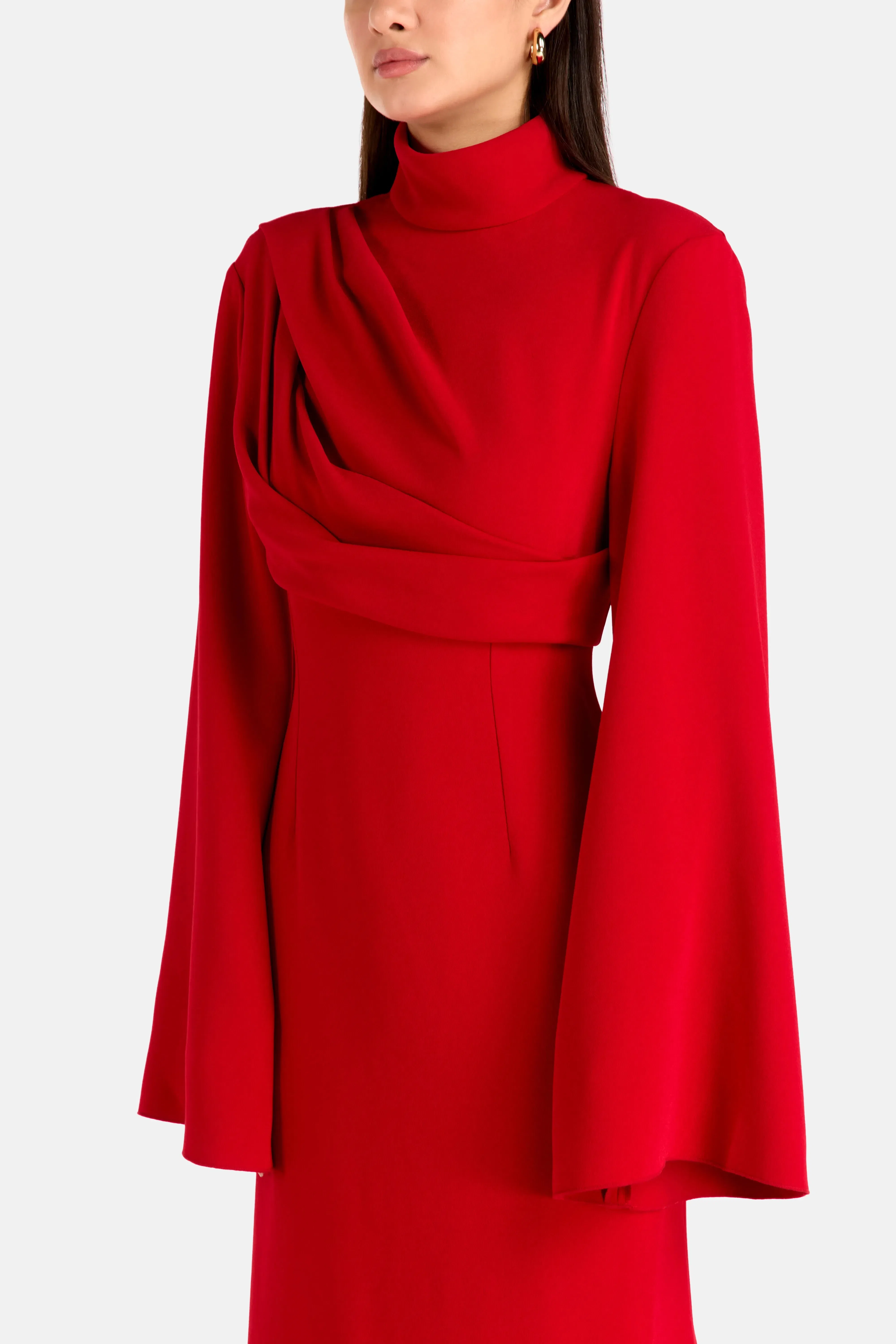Solace London Swinton Long Sleeves Evening Gown in Red