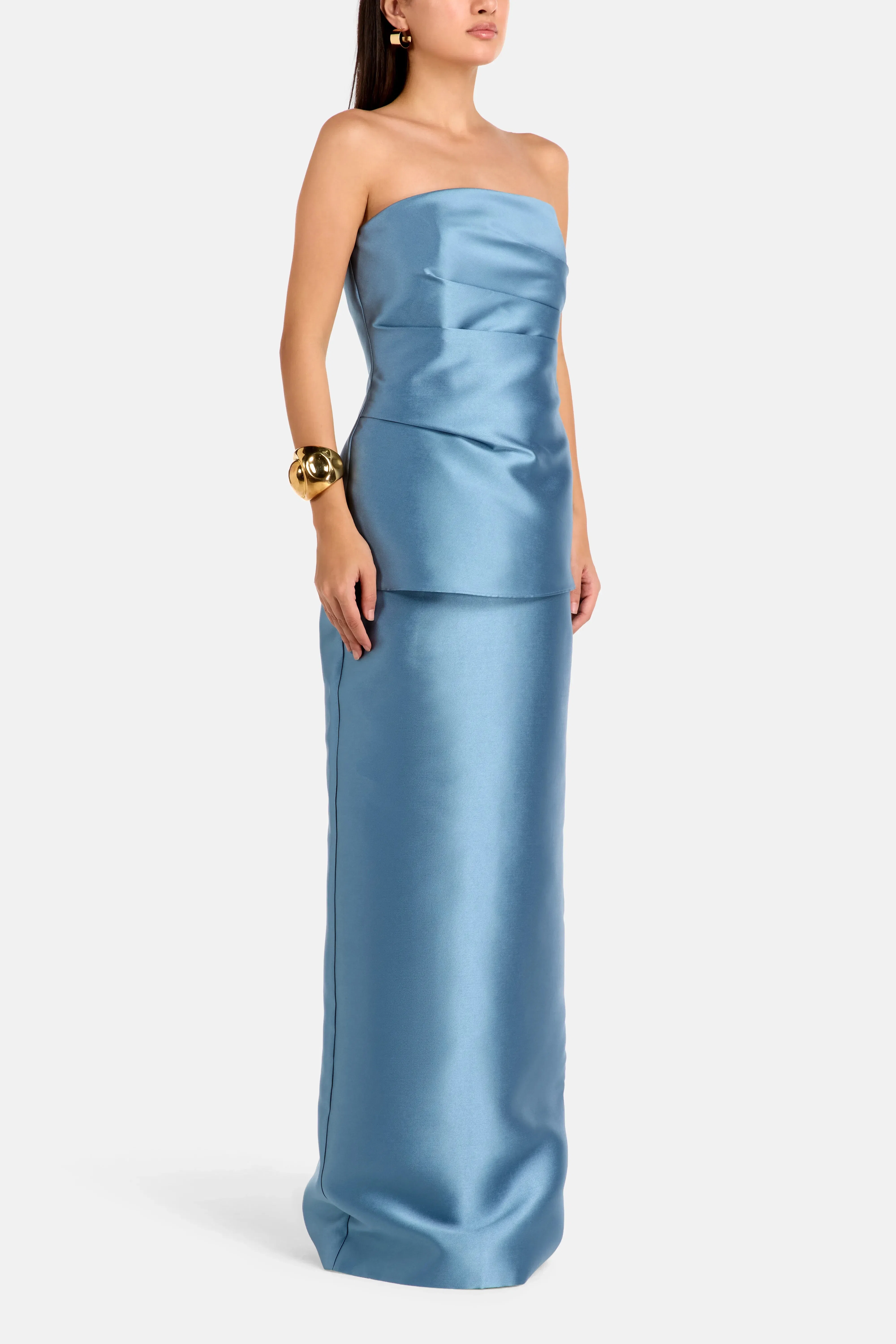 Solace London Lucille Strapless Evening Dress in Blue