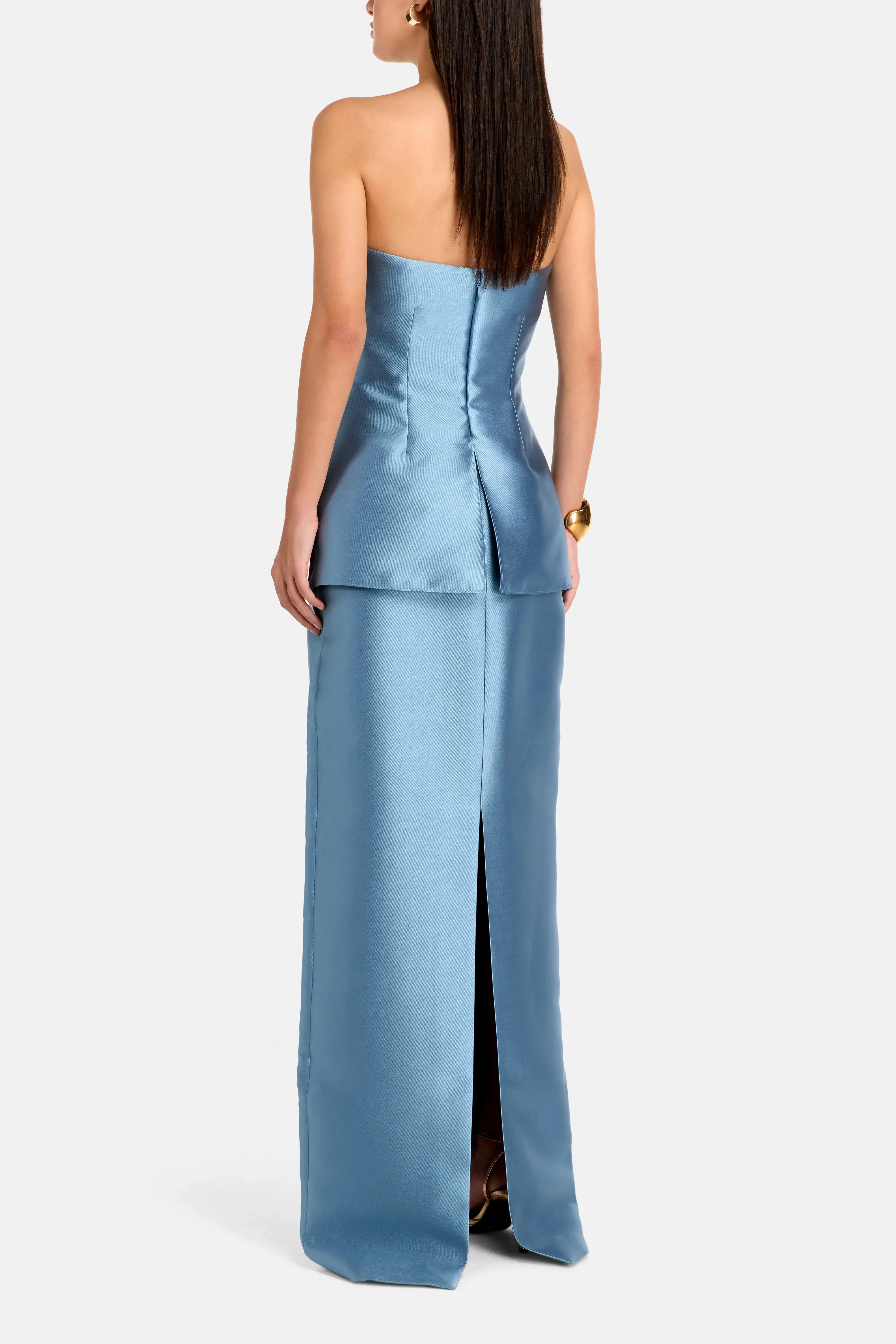 Solace London Lucille Strapless Evening Dress in Blue