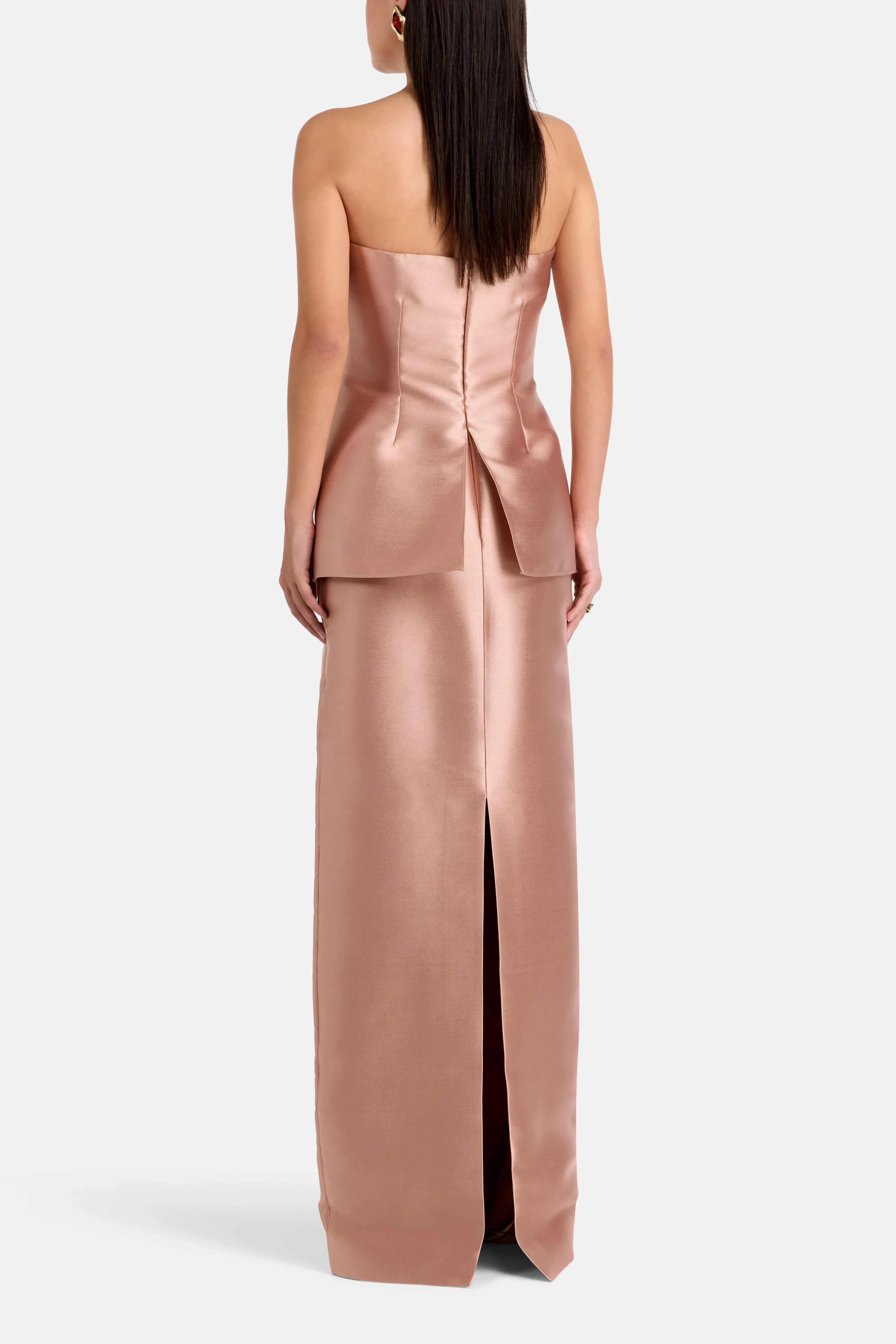 Solace London Lucille Strapless Evening Dress in Beige