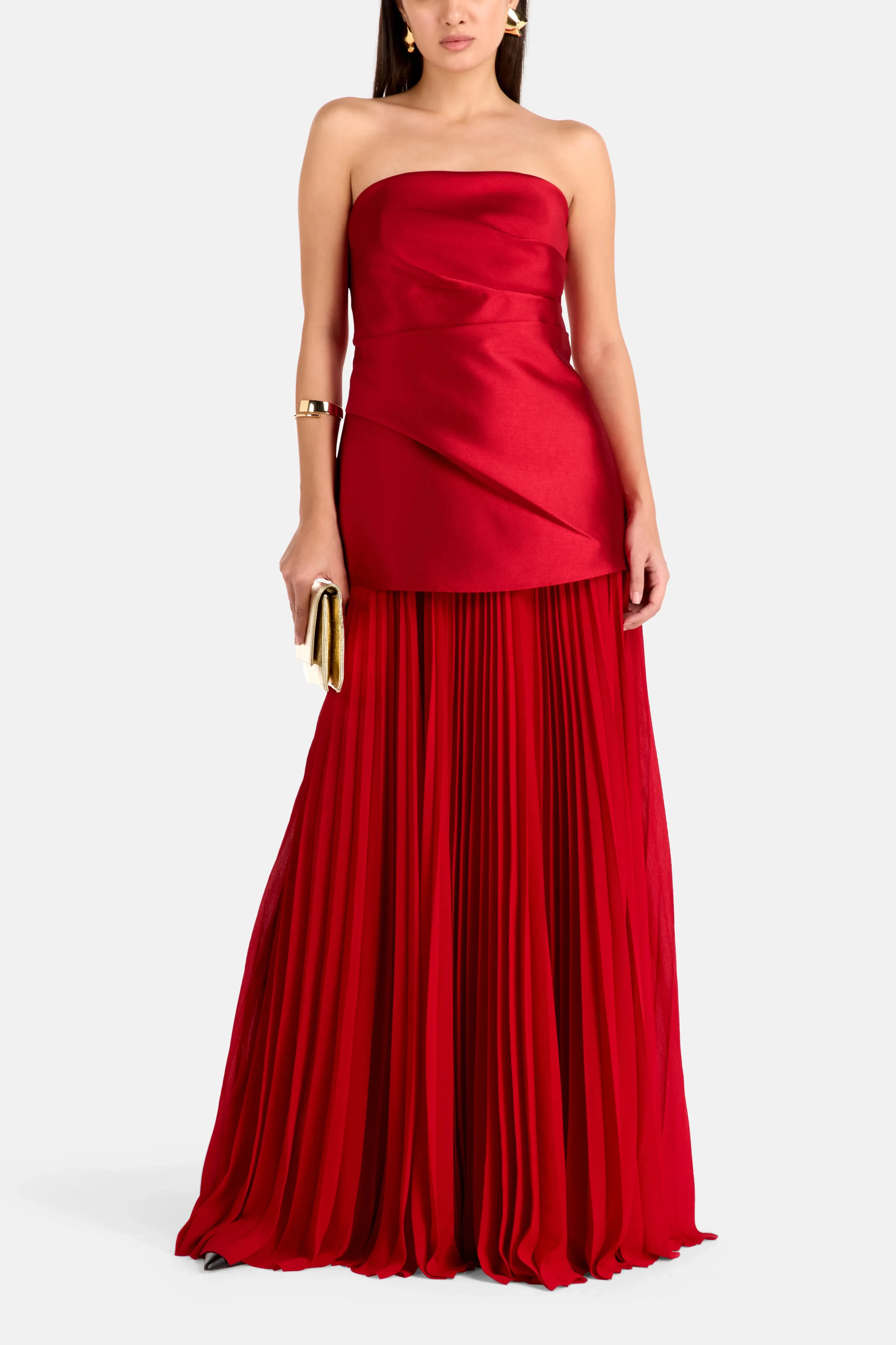 Solace London Claudette Strapless Evening Dress in Red