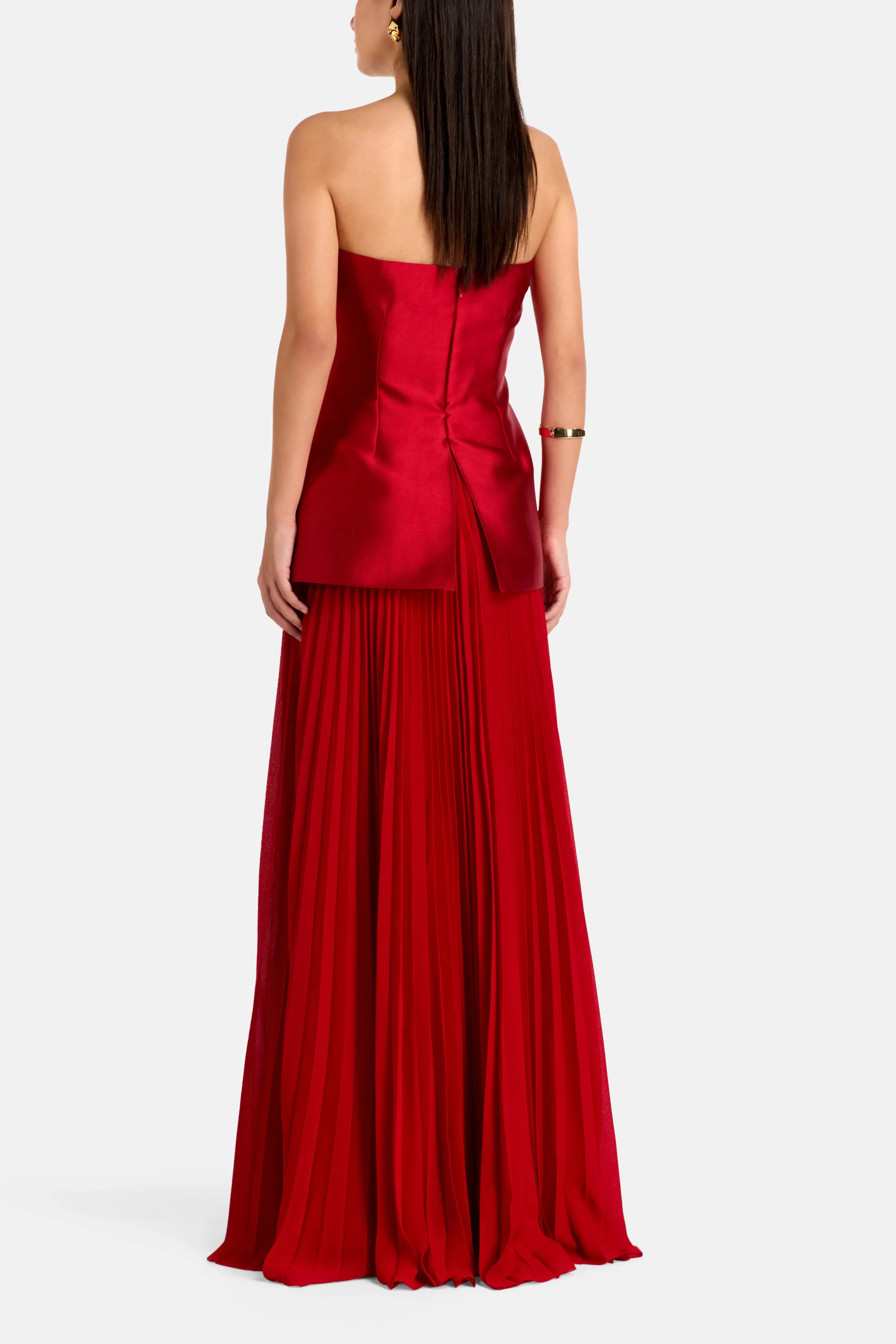 Solace London Claudette Strapless Evening Dress in Red