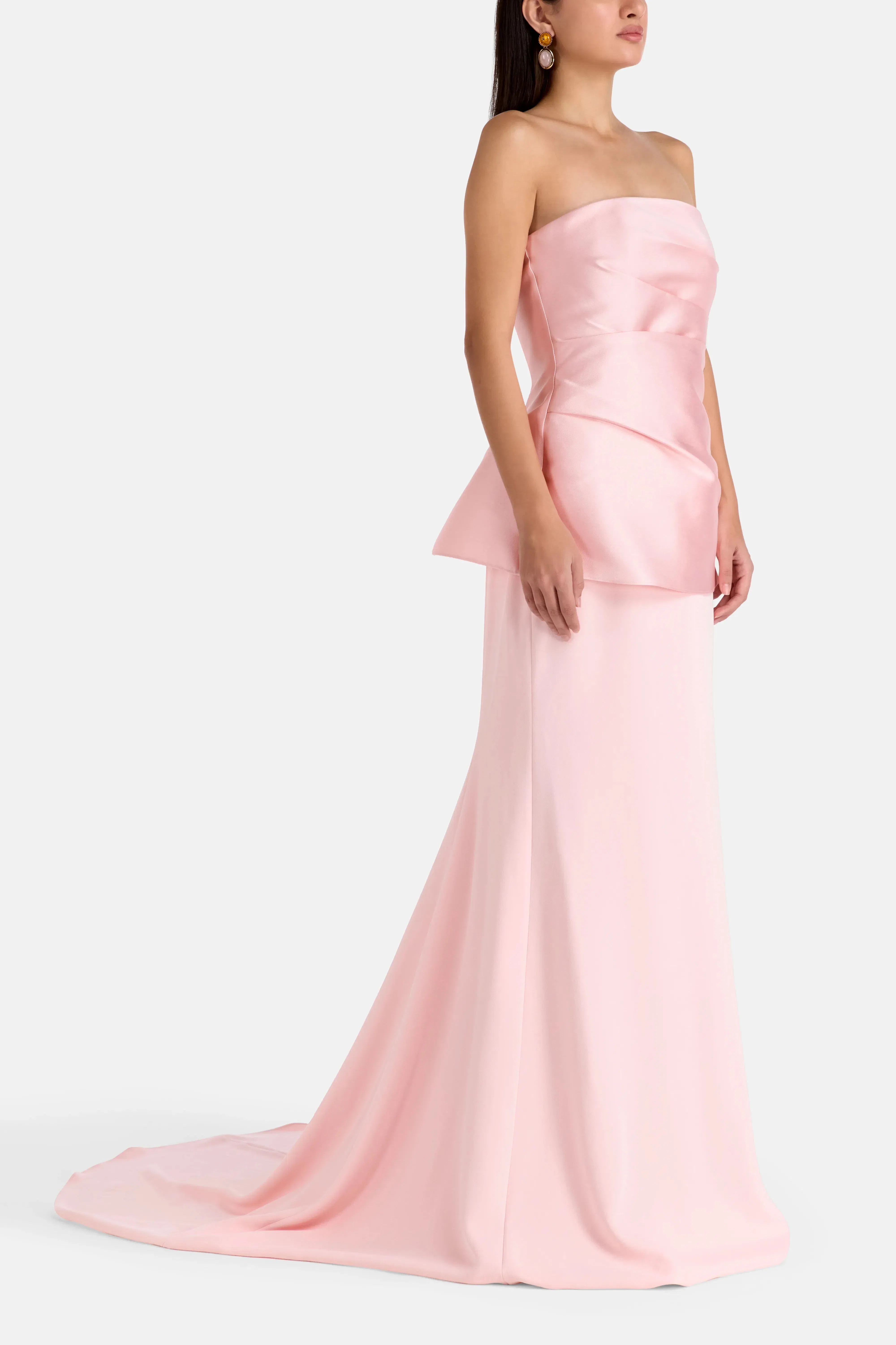 Solace London Alia Strapless Evening Gown in Pink