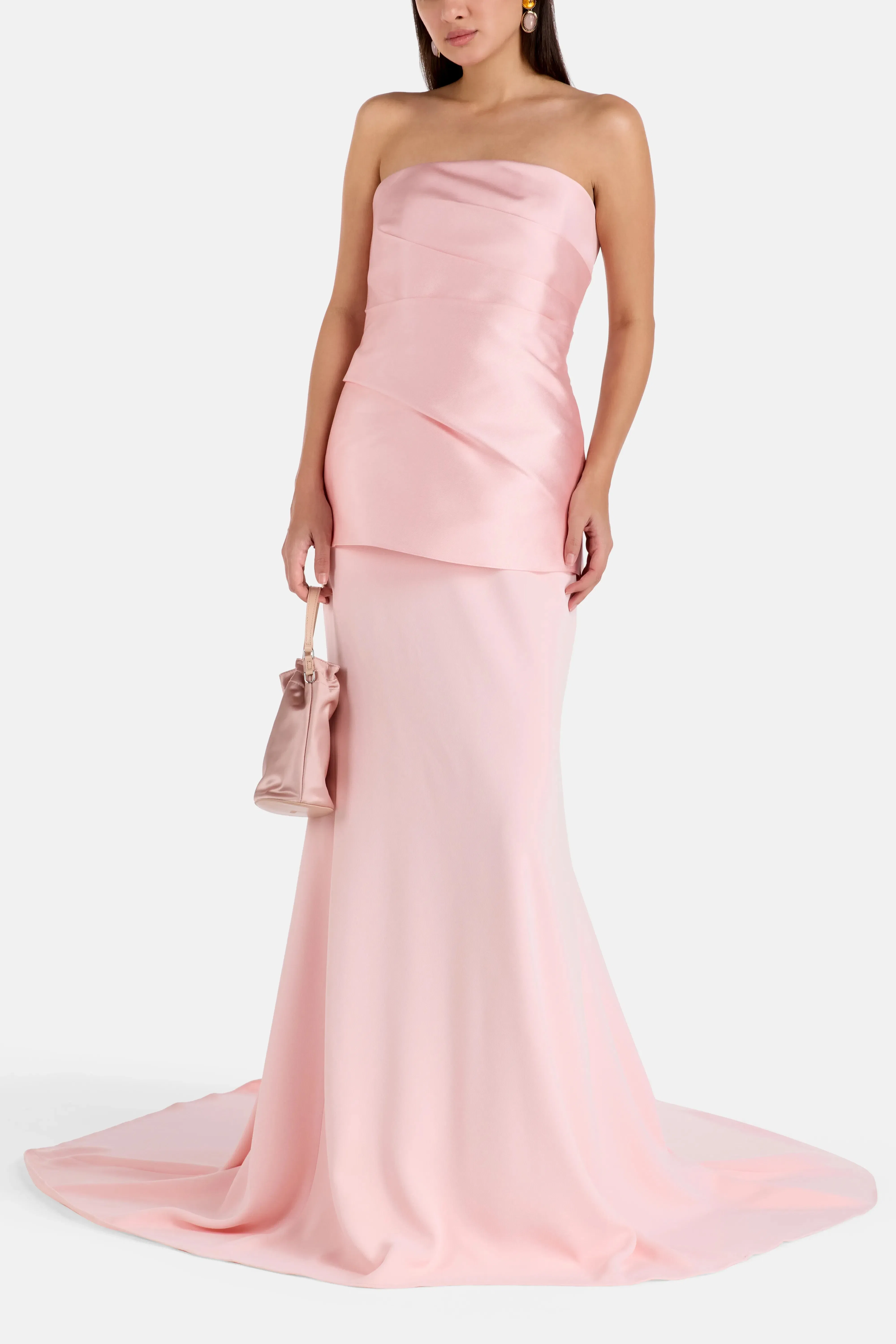 Solace London Alia Strapless Evening Gown in Pink