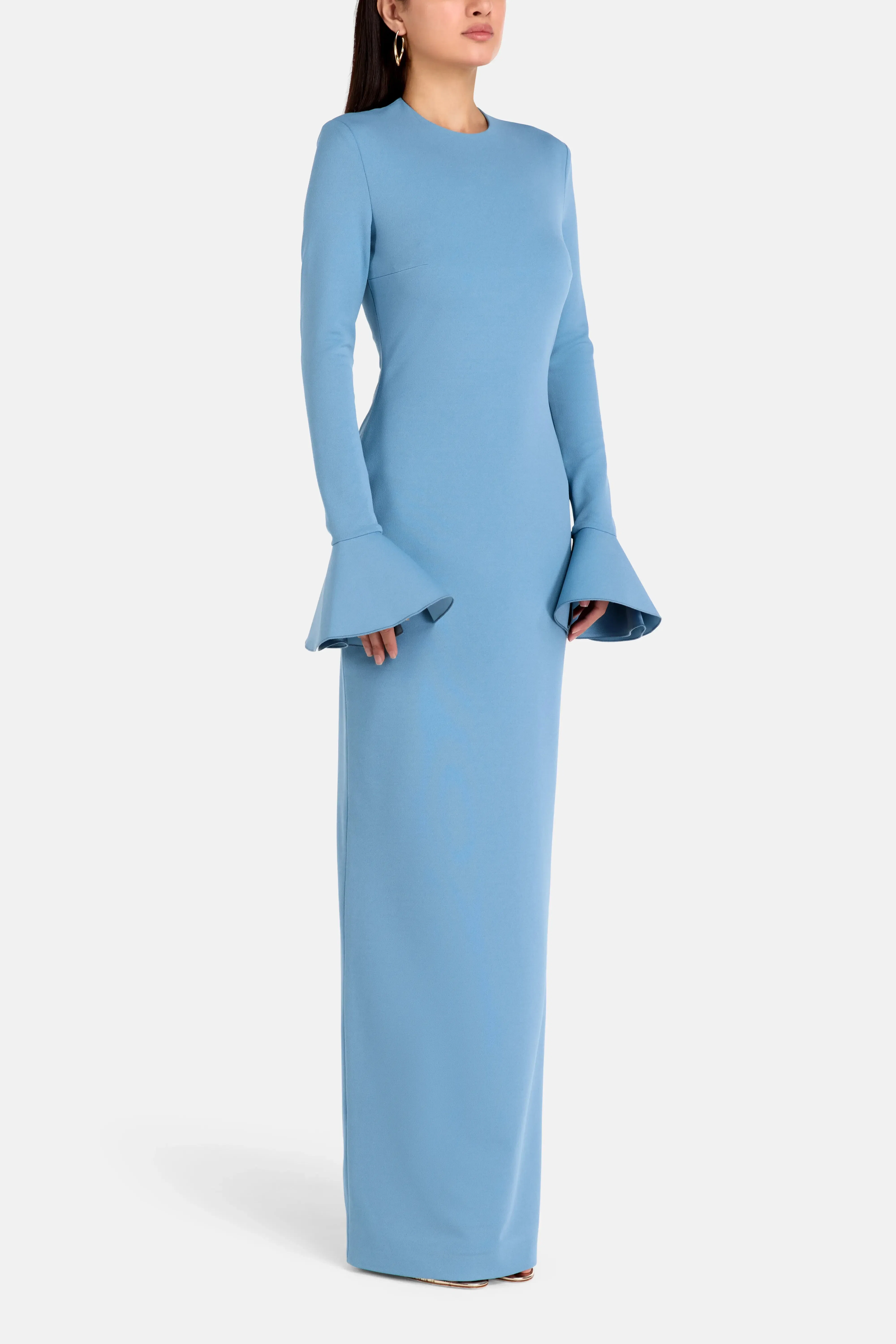Solace London Alicia Long Sleeves Evening Dress in Blue