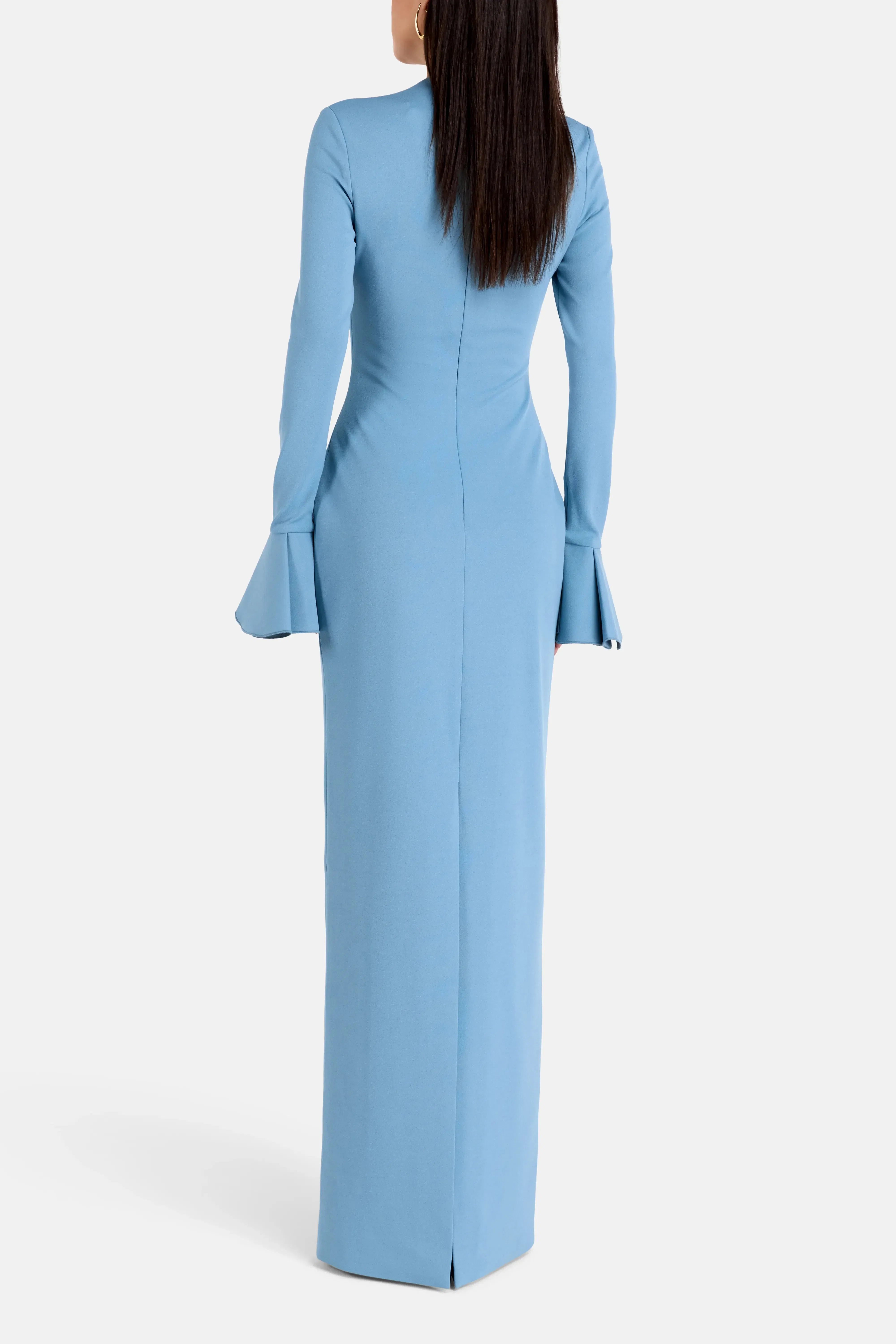 Solace London Alicia Long Sleeves Evening Dress in Blue