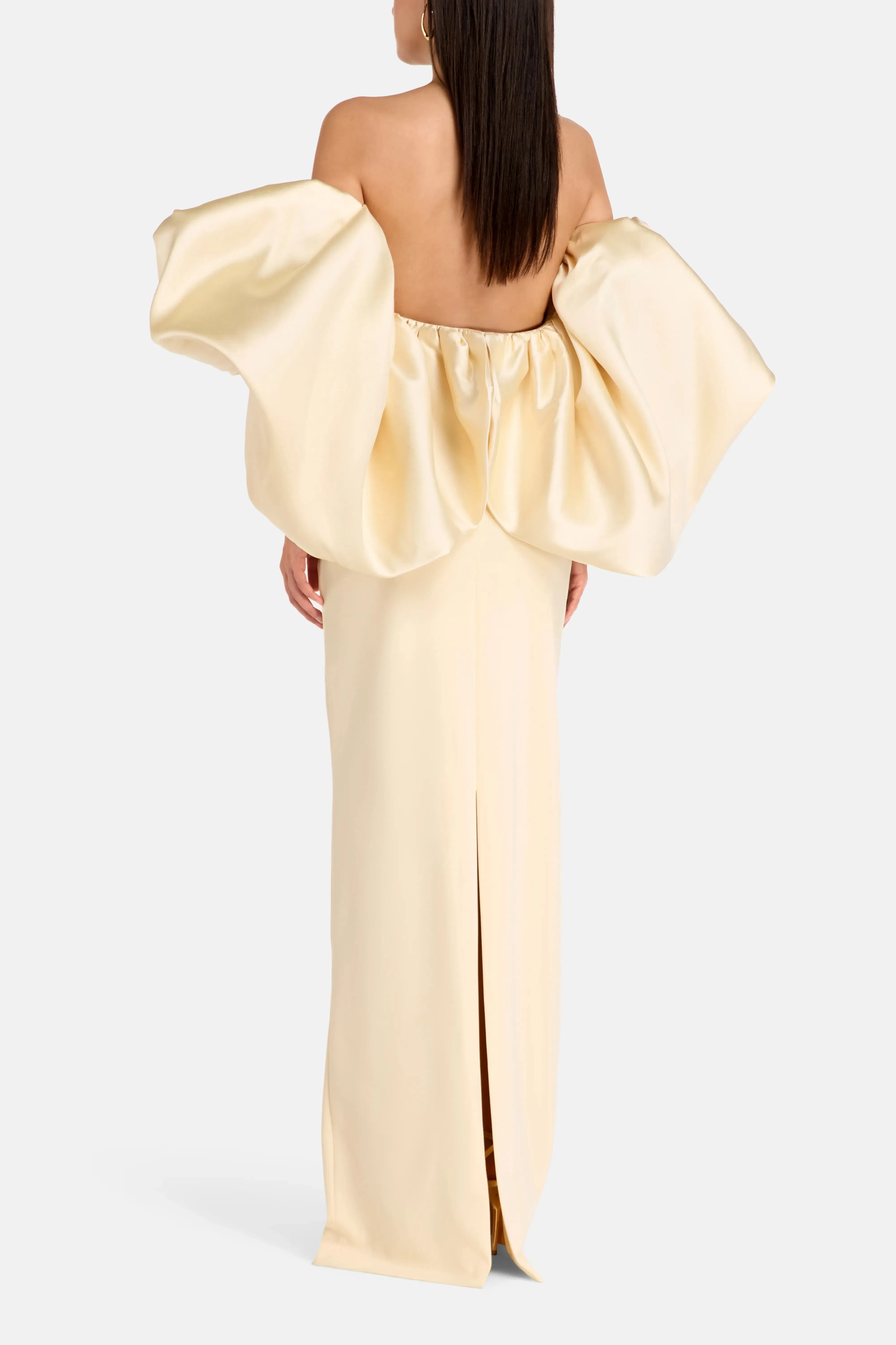 Solace London Floris Off Shoulder Puff Sleeves Evening Dress in White