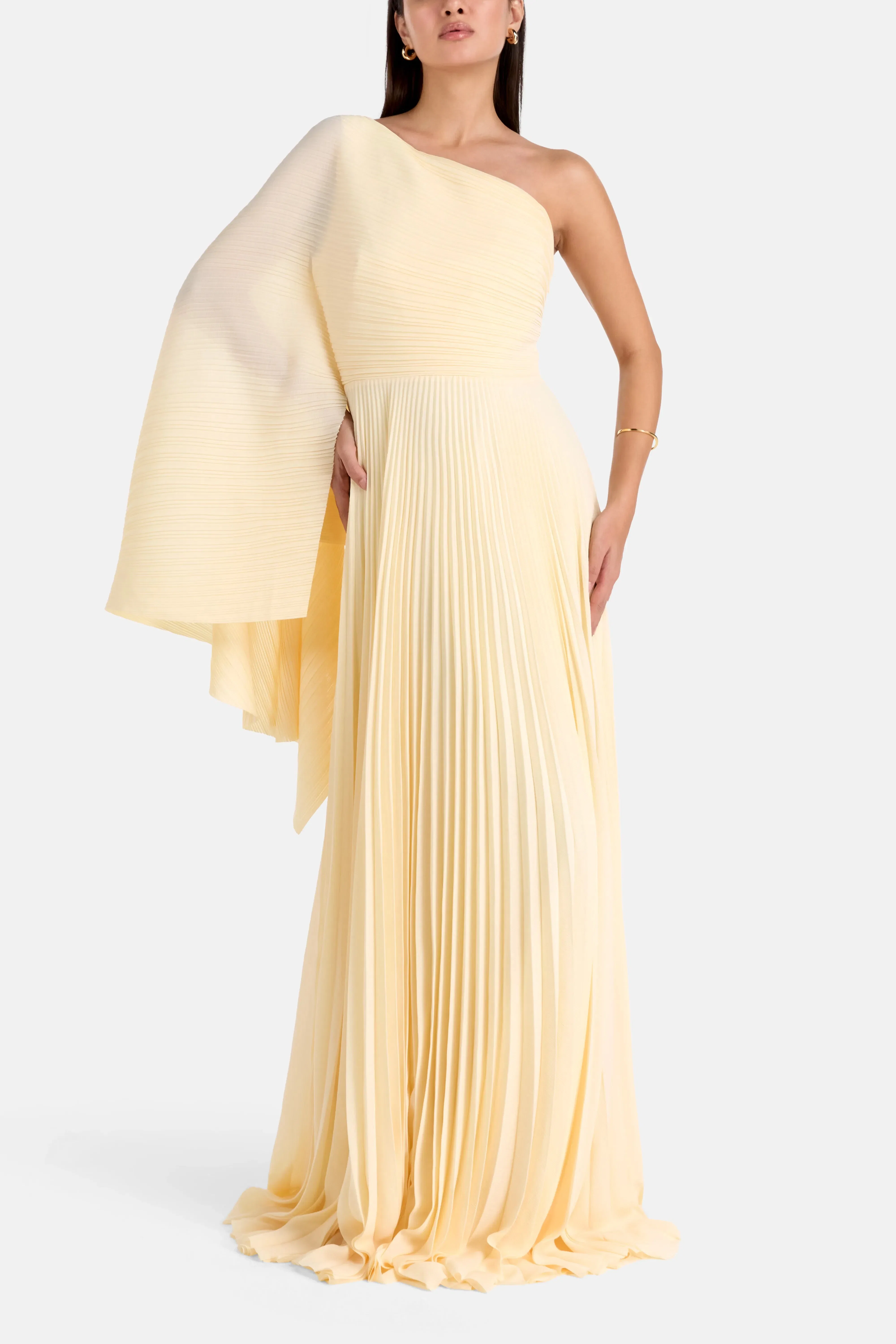 Solace London Maci One Shoulder Evening Dress in White