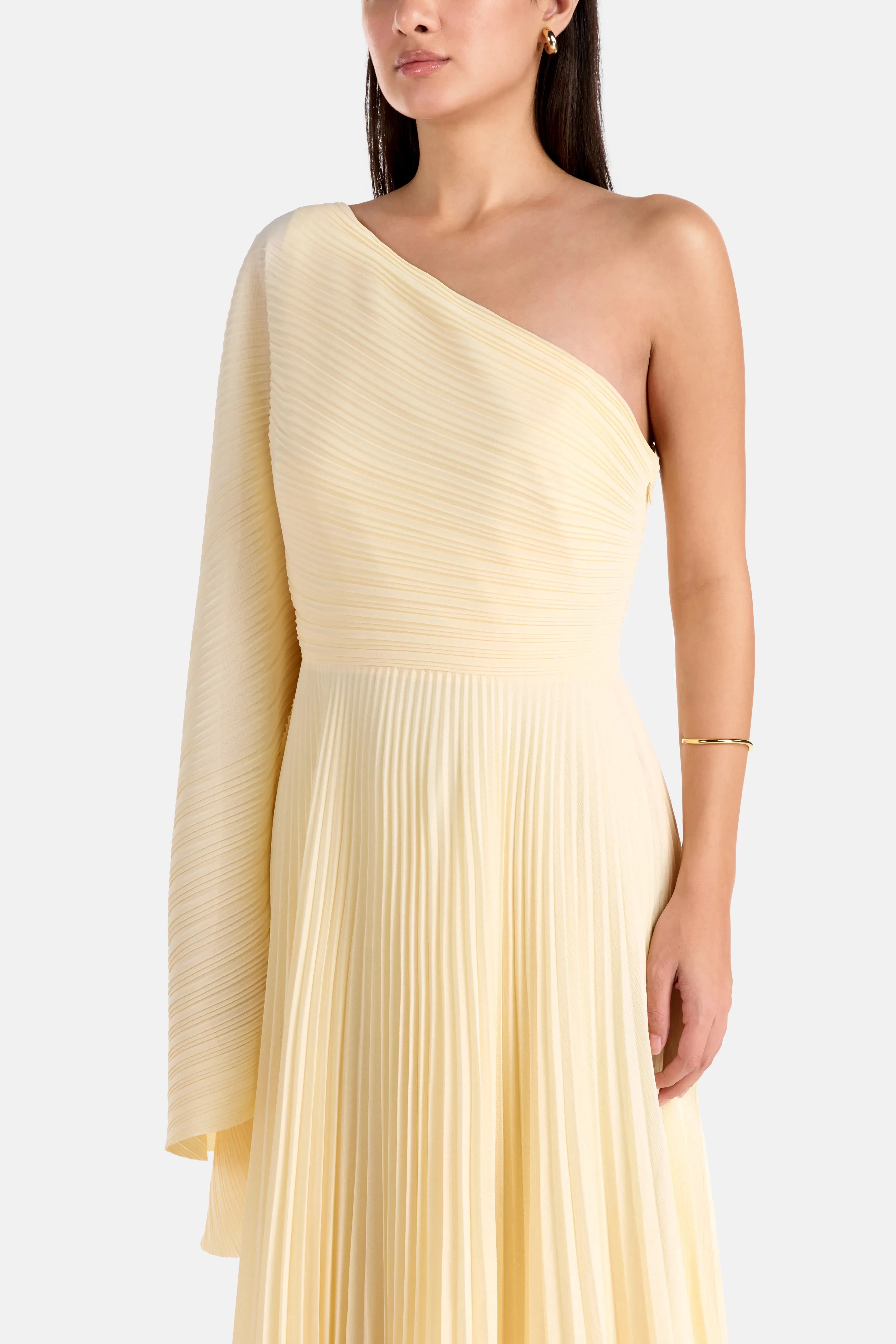 Solace London Maci One Shoulder Evening Dress in White