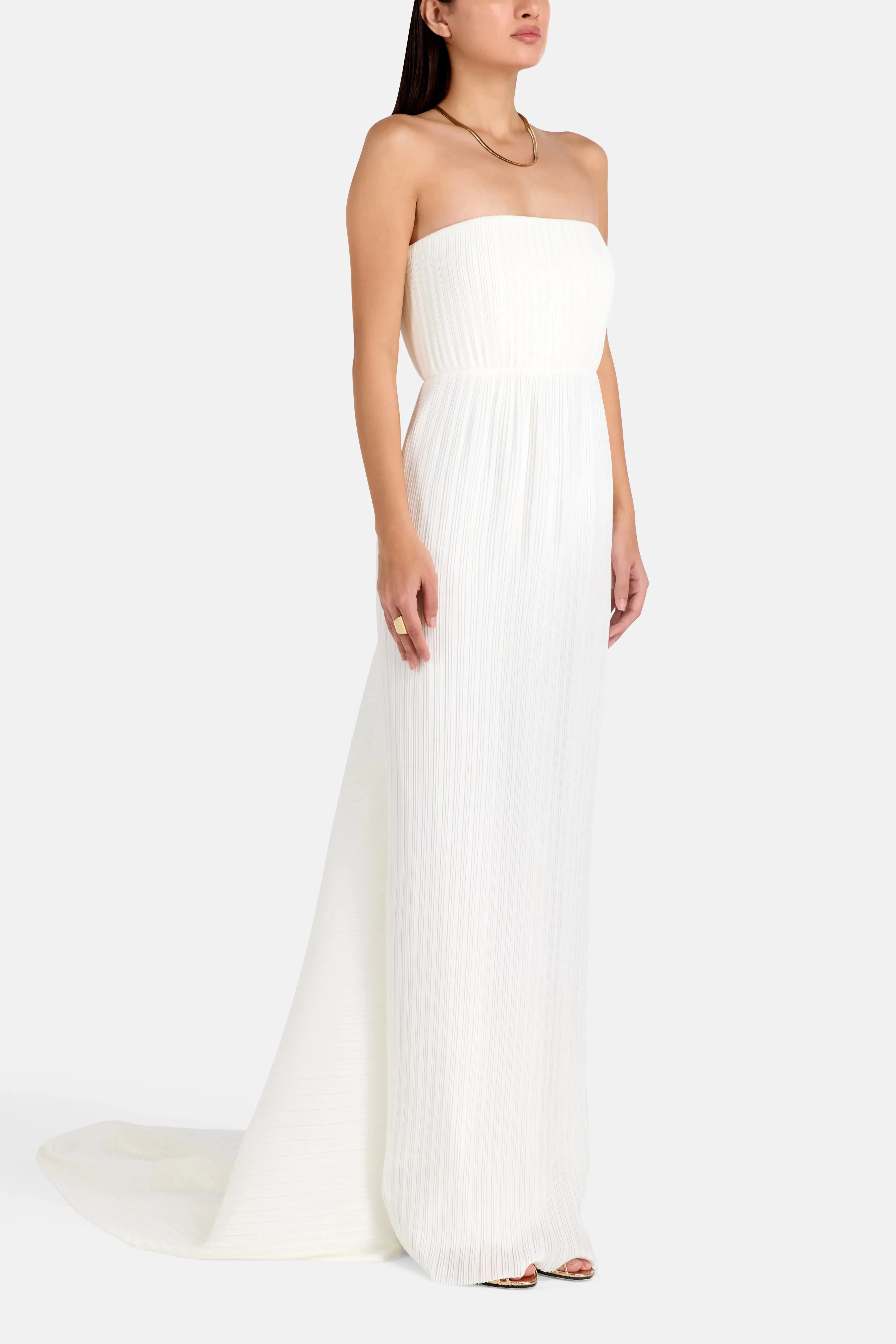 Solace London Harlee Strapless Evening Gown in White
