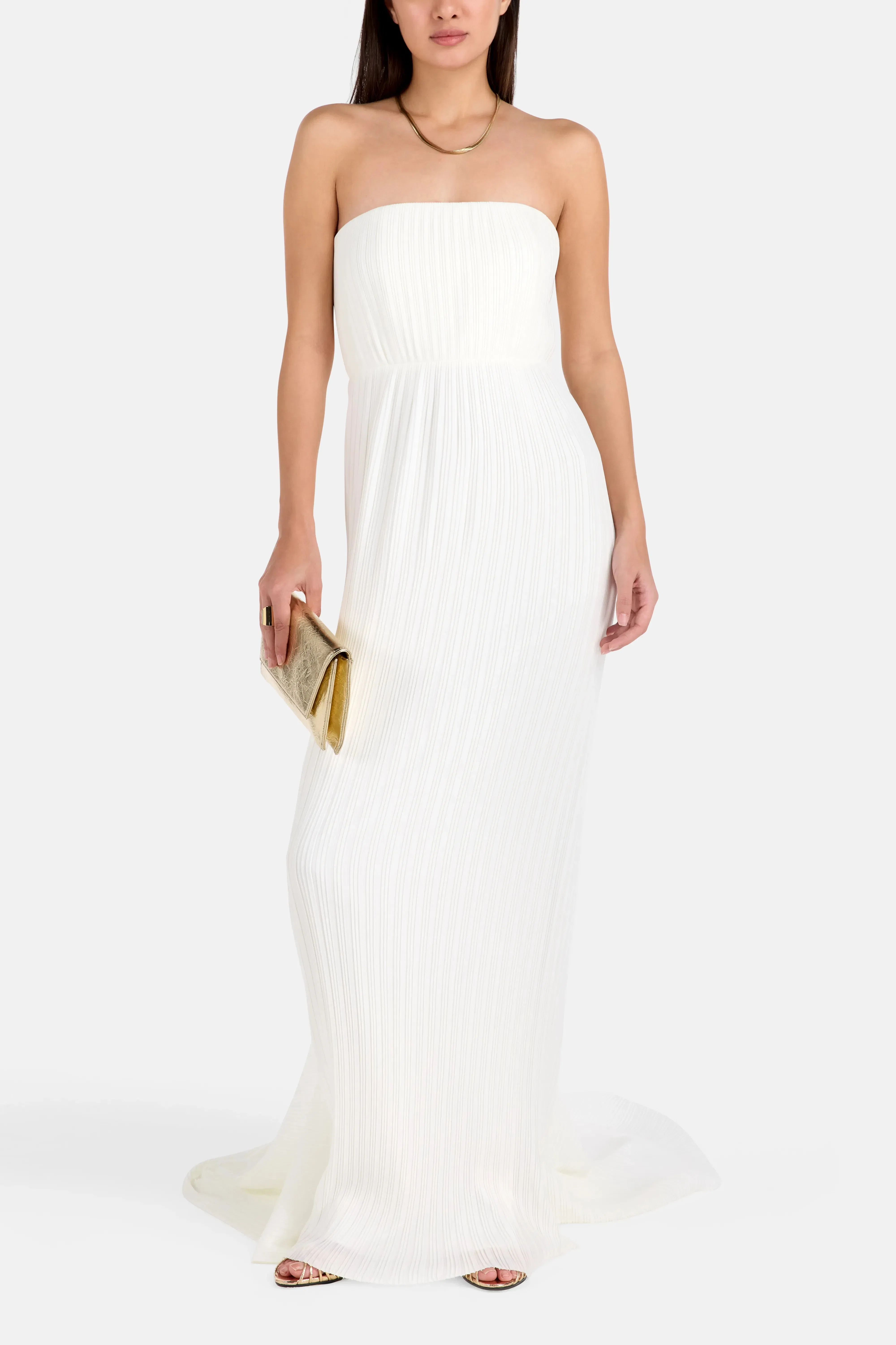 Solace London Harlee Strapless Evening Gown in White