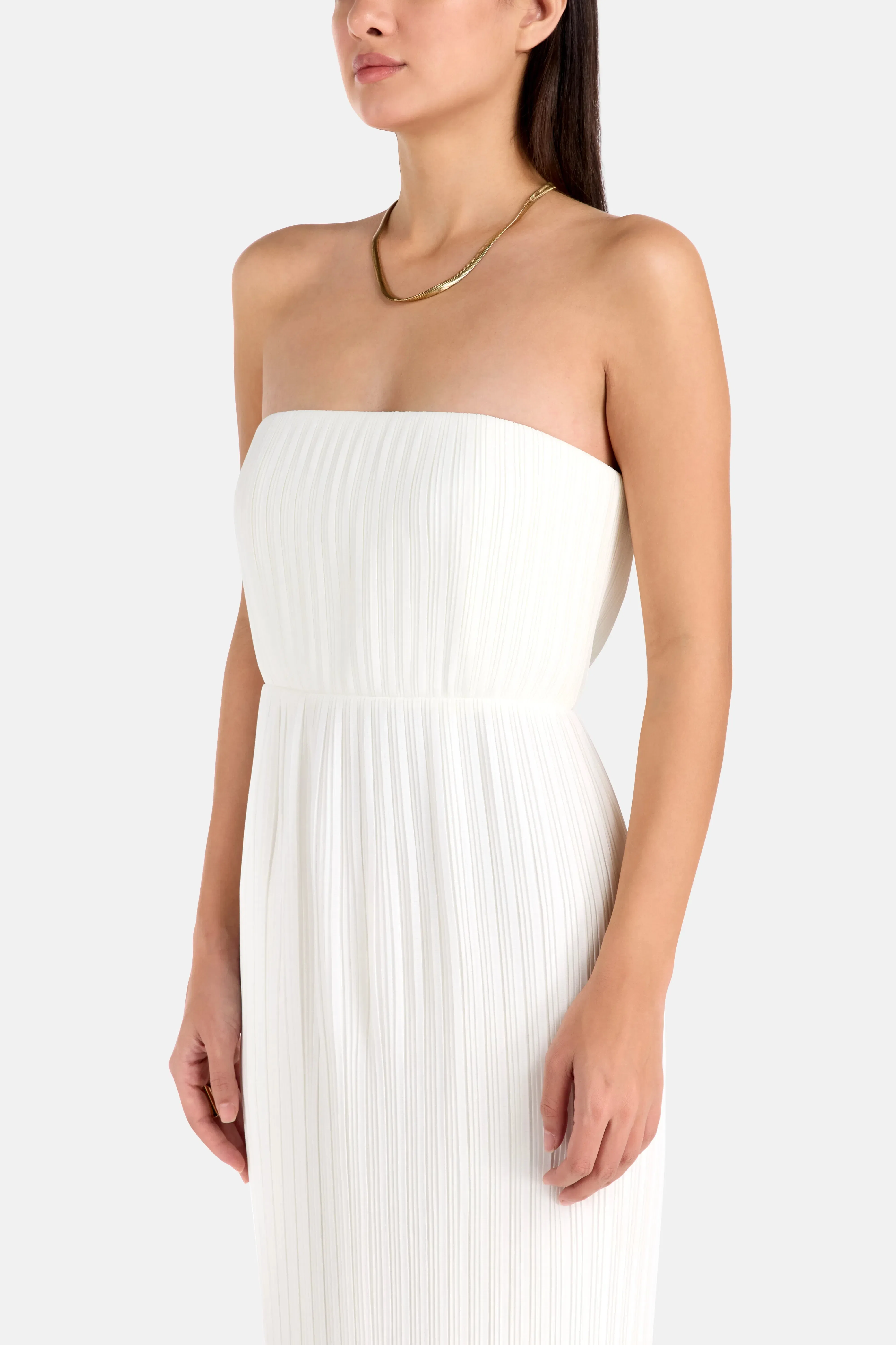 Solace London Harlee Strapless Evening Gown in White