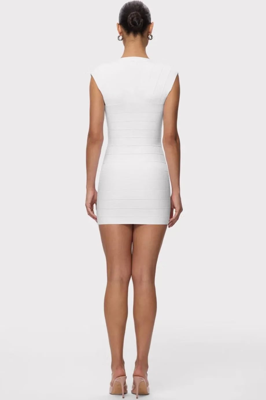 Hervé Léger Champagne Bandage Knit Mini Dress in White
