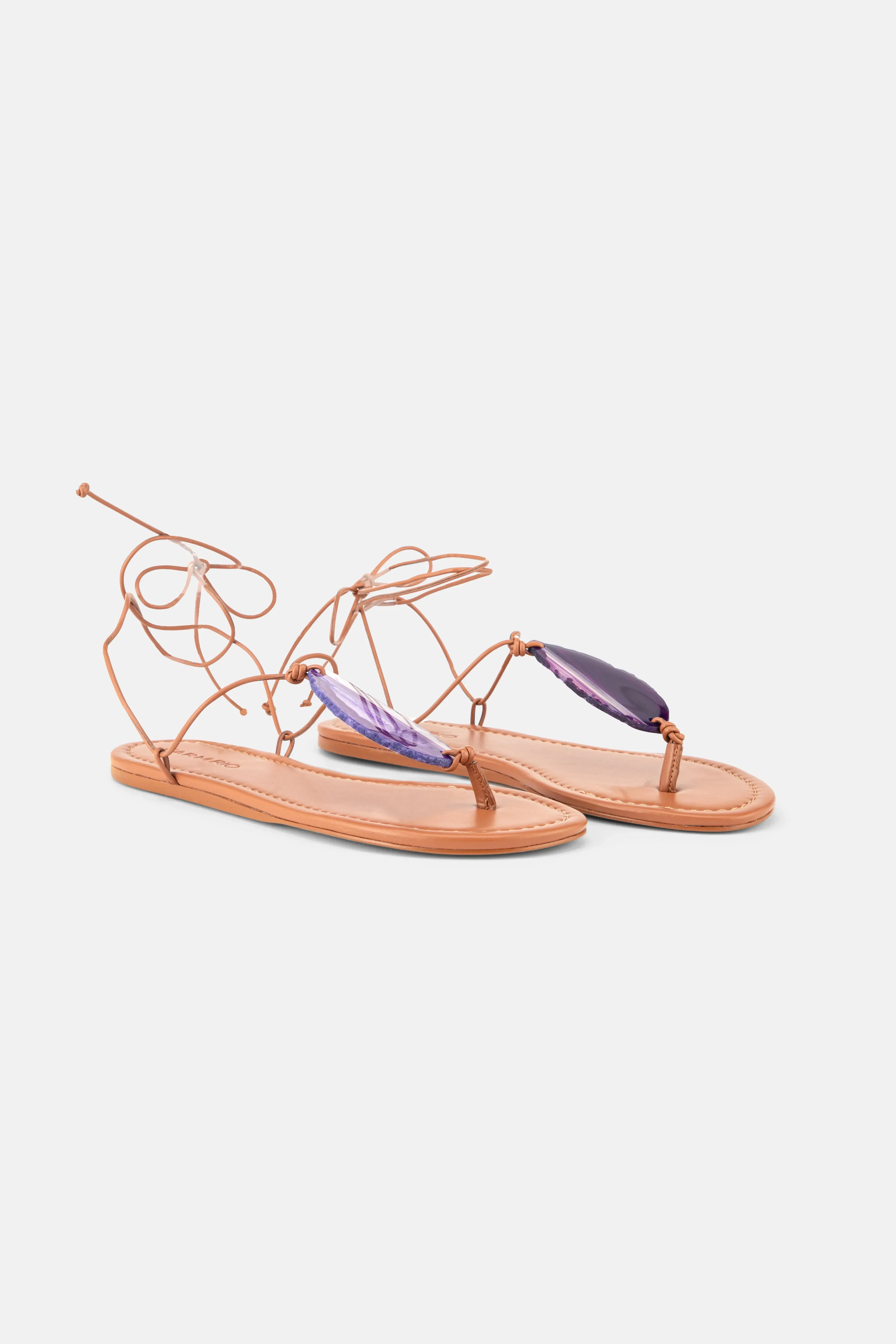 FARM Rio Stone Flat Sandals in Brown
