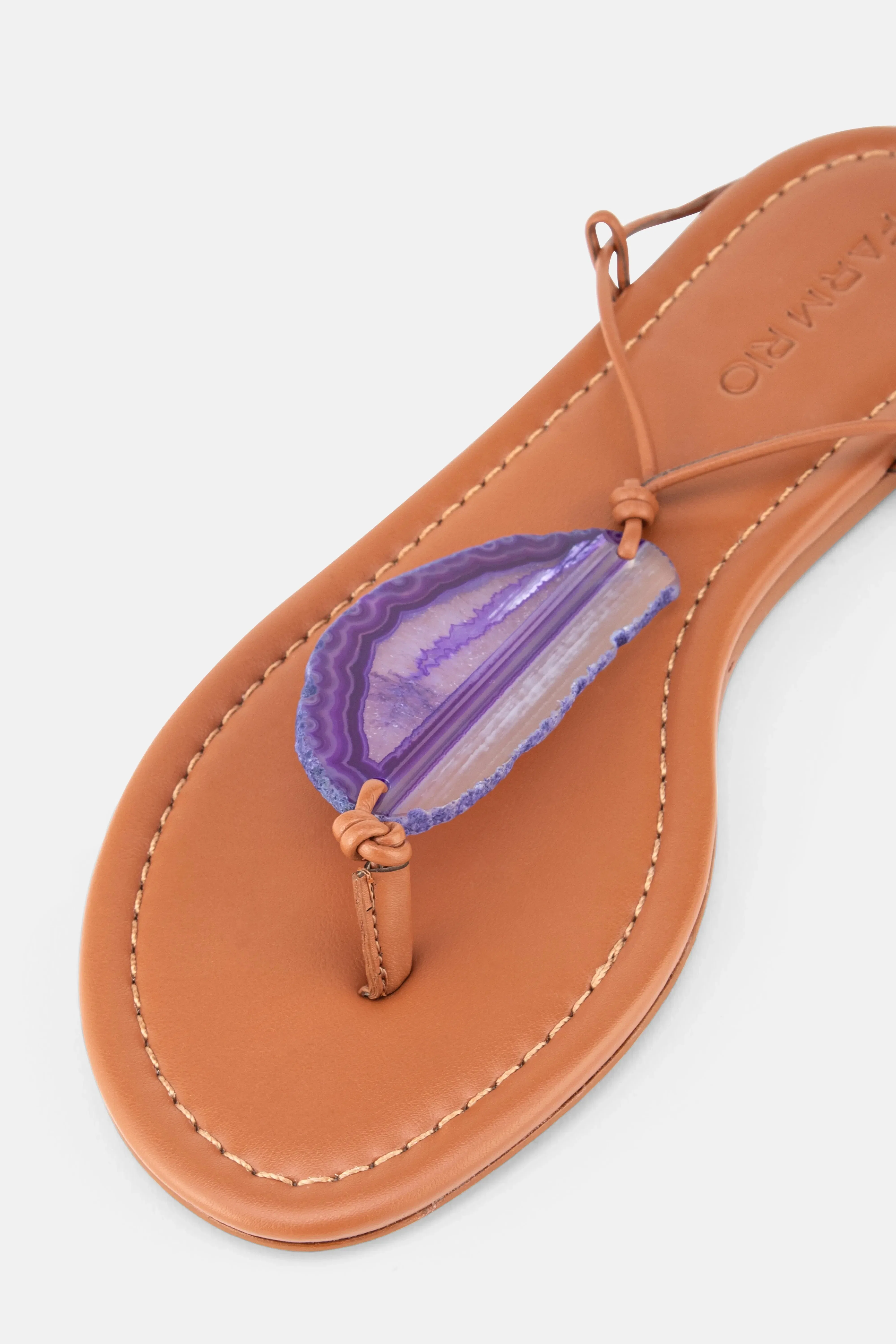 FARM Rio Stone Flat Sandals in Brown
