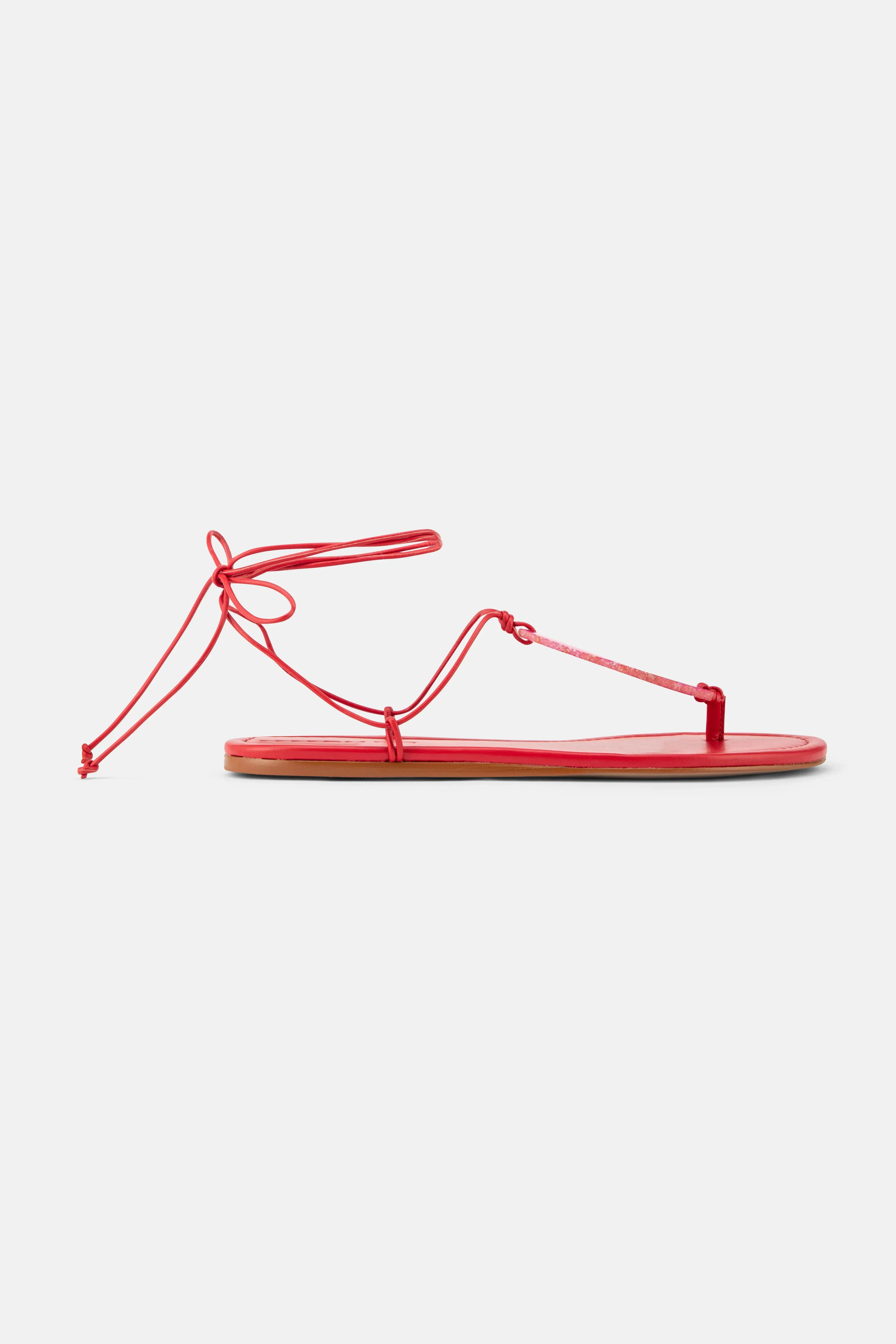 FARM Rio Stone Flat Sandals in Red