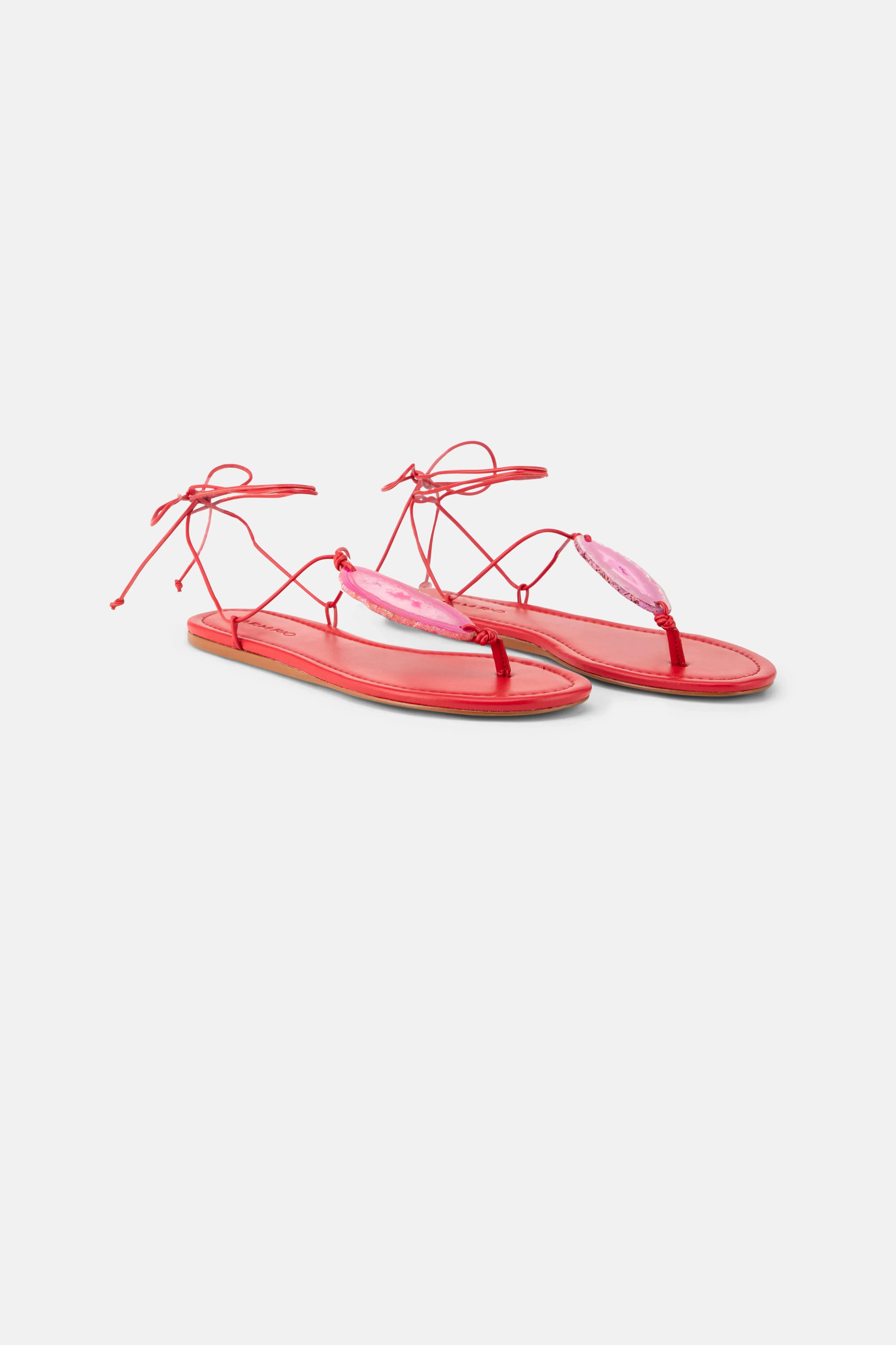 FARM Rio Stone Flat Sandals in Red
