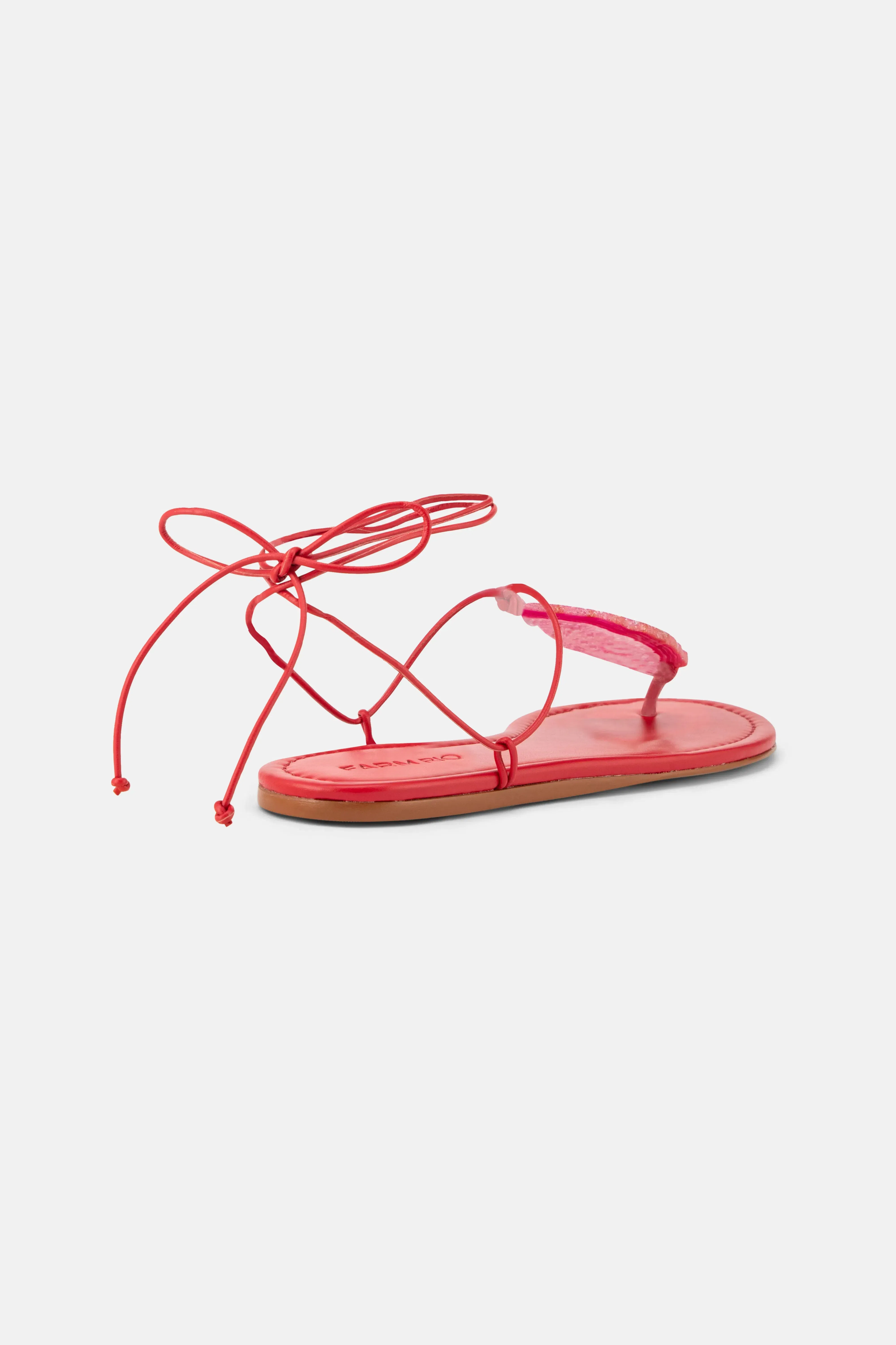 FARM Rio Stone Flat Sandals in Red