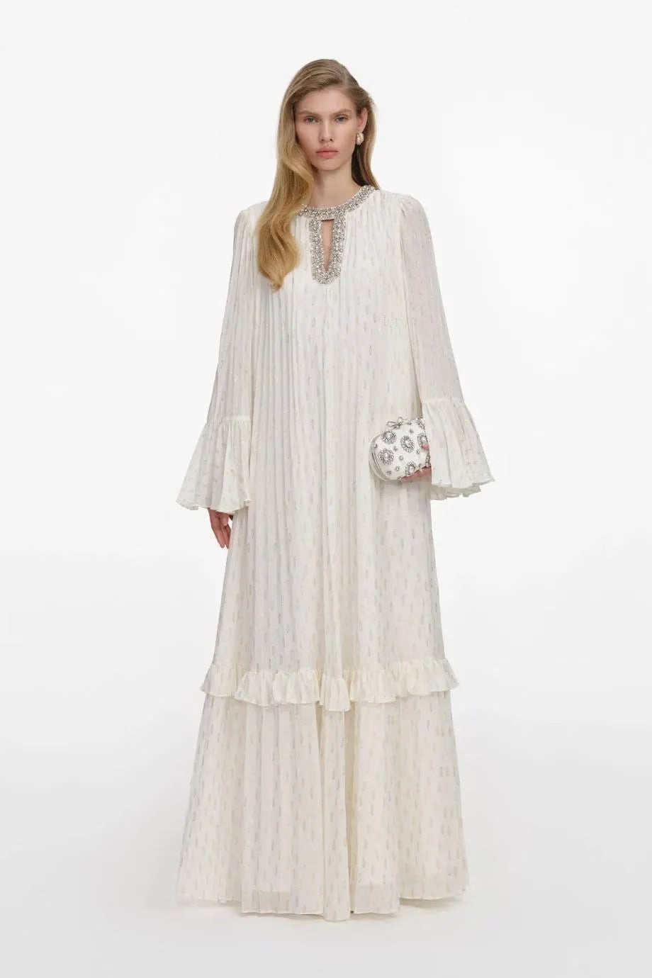 Self-Portrait Chiffon Evening Dress in Cream