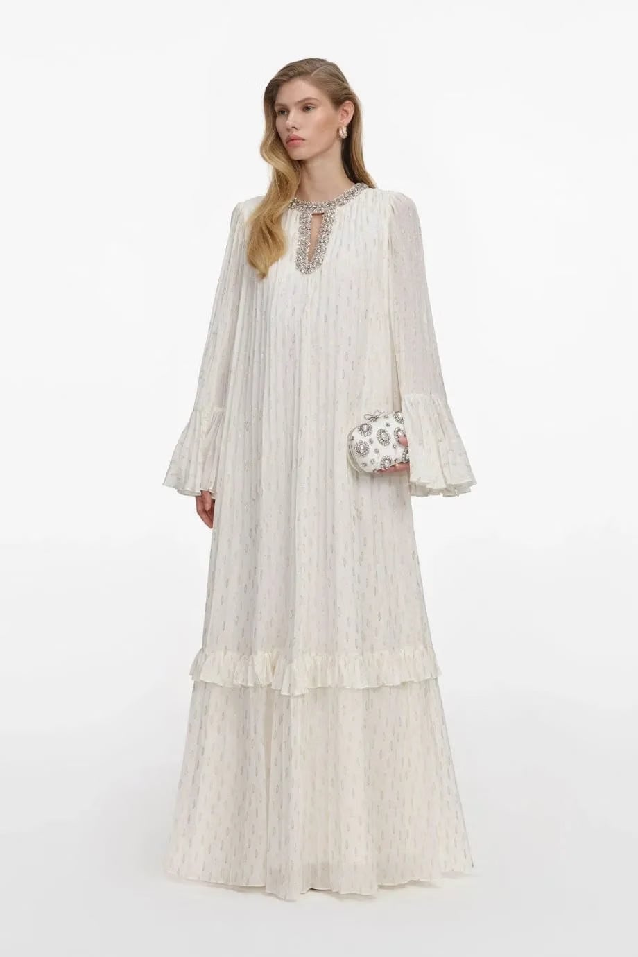 Self-Portrait Chiffon Evening Dress in Cream