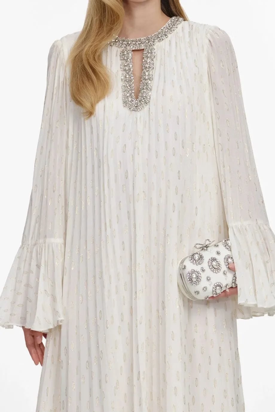 Self-Portrait Chiffon Evening Dress in Cream