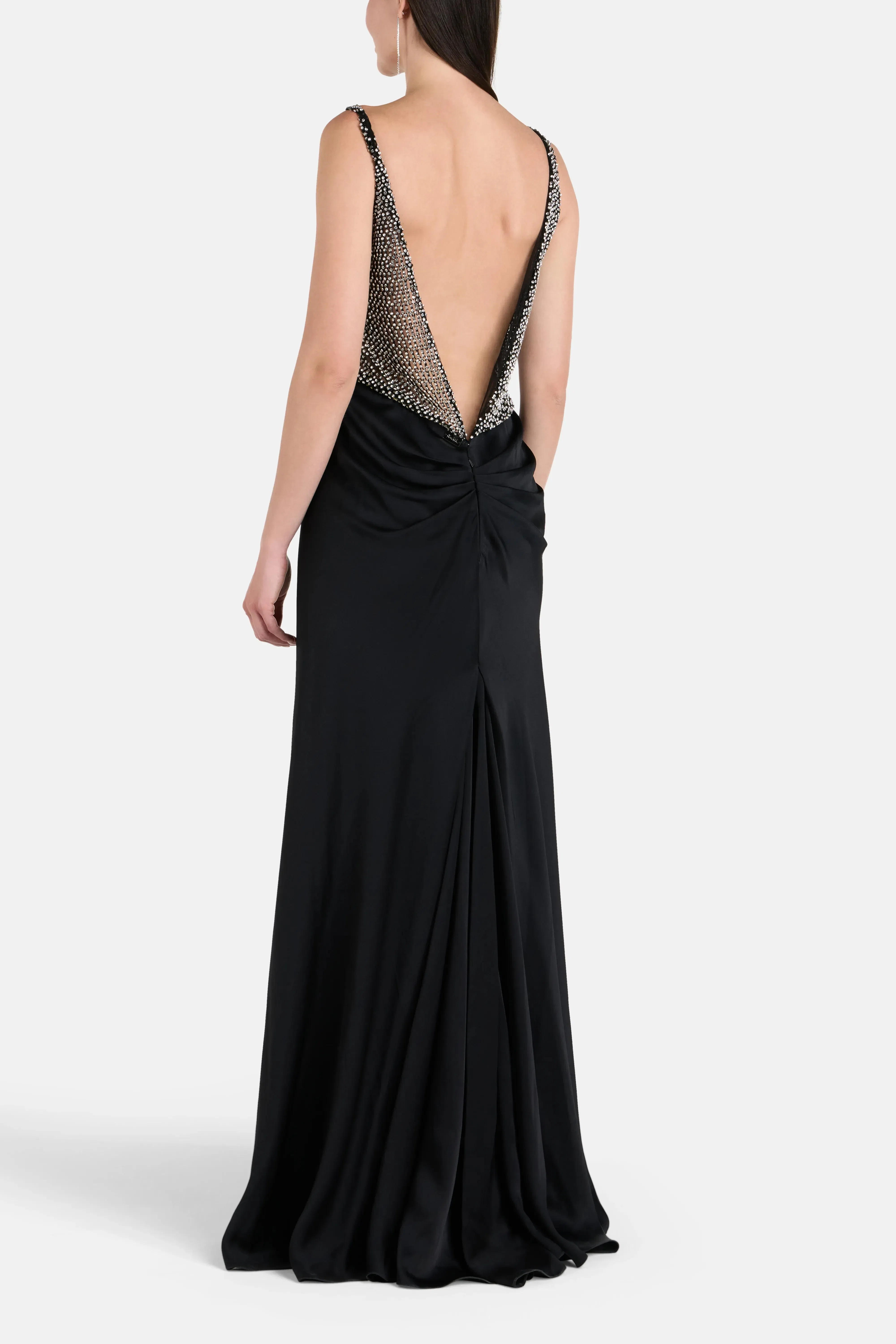 Rhea Costa Elaris Cowl Neck Sleeveless Evening Dress in Black