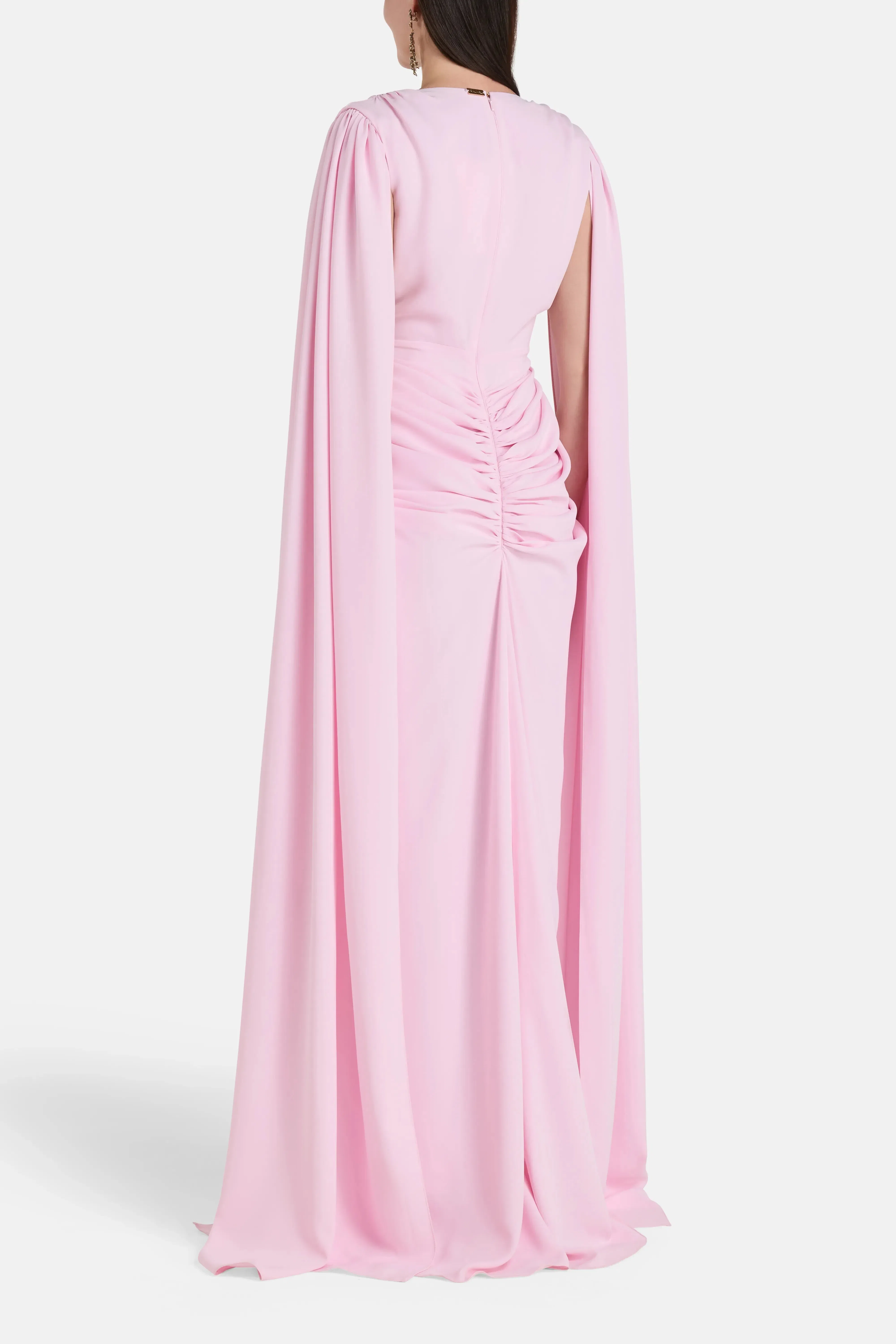 Rhea Costa Evelyn Cape Sleeves Evening Dress in Pink